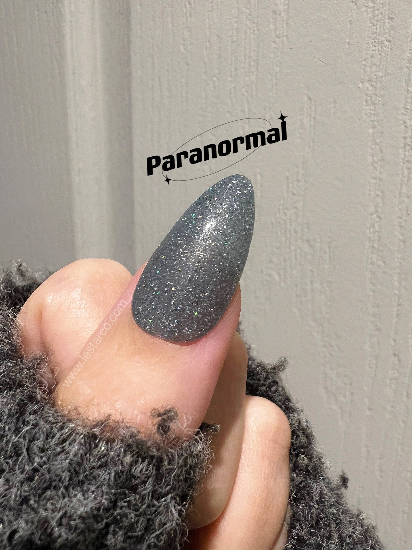 Paranormal | Sheer Dark Grey w/ Silver and Holographic Glitter | Ultra Shine Long Lasting Brush on UV Gels Home Nail Art Manicure Supply