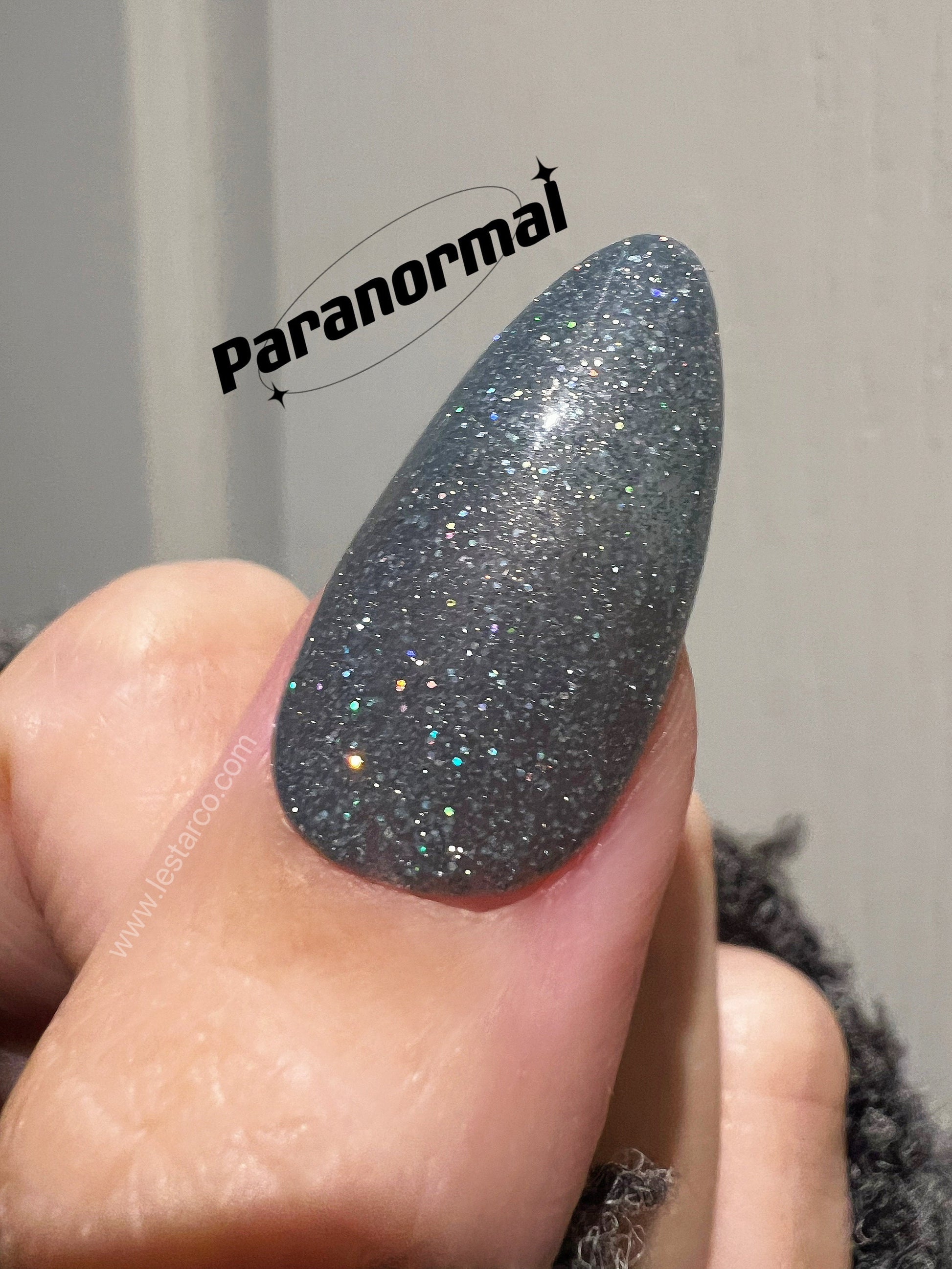 Paranormal | Sheer Dark Grey w/ Silver and Holographic Glitter | Ultra Shine Long Lasting Brush on UV Gels Home Nail Art Manicure Supply