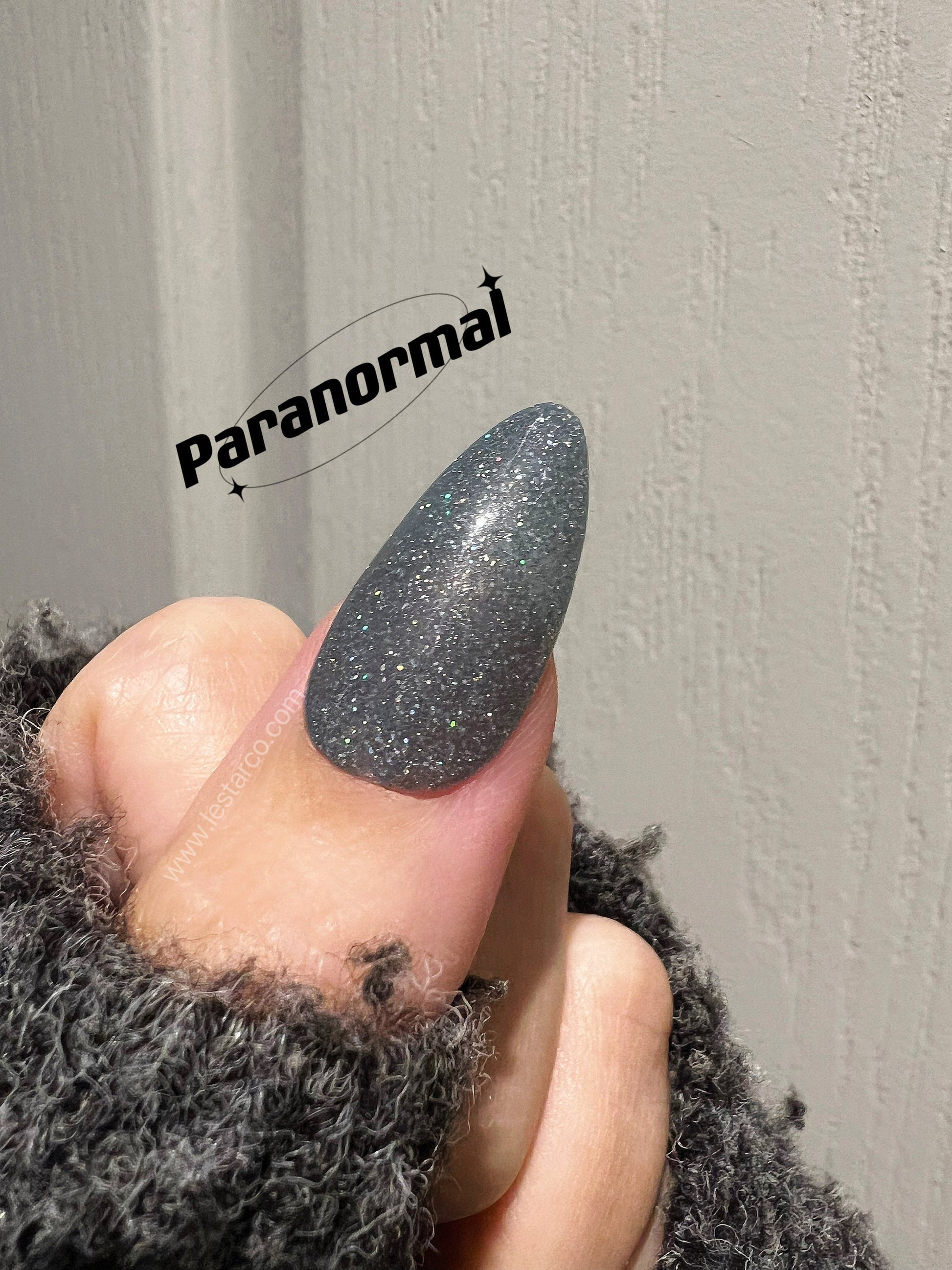 Paranormal | Sheer Dark Grey w/ Silver and Holographic Glitter | Ultra Shine Long Lasting Brush on UV Gels Home Nail Art Manicure Supply