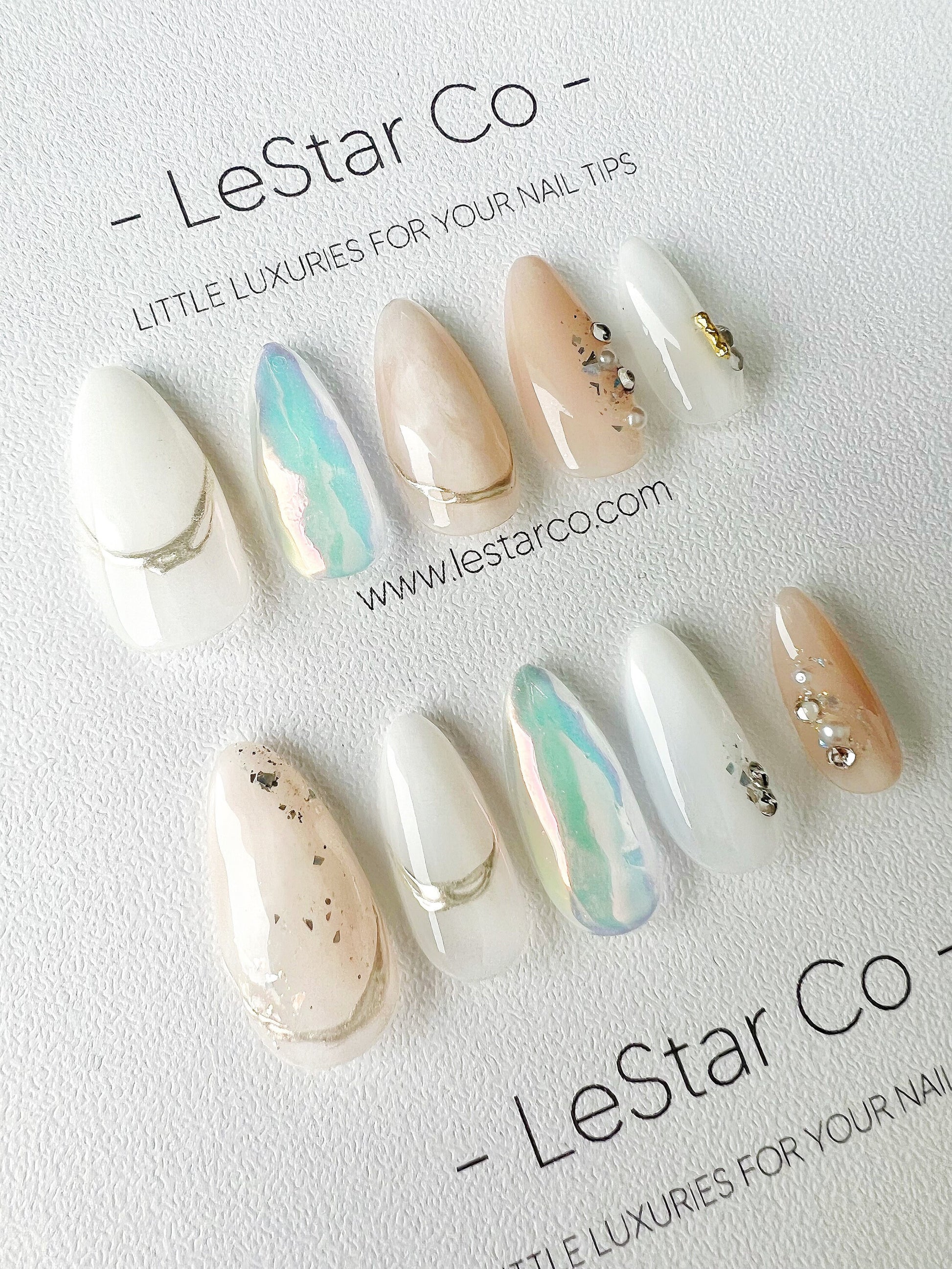 Reusable Misty Opal | Premium Press on Nails Gel | Fake Nails | Cute Fun Colorful Gel Nail Artist faux nails BB316