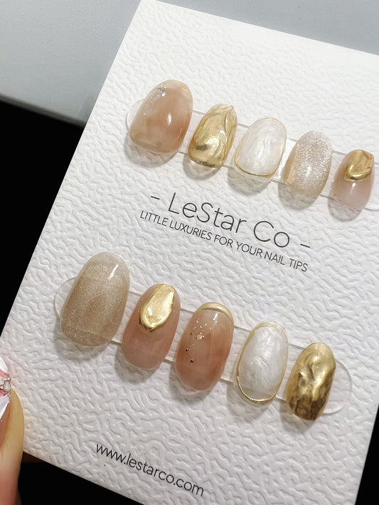 Reusable Sahara Sunset | Premium Press on Nails Gel | Fake Nails | Cute Fun Colorful Gel Nail Artist faux nails BB323