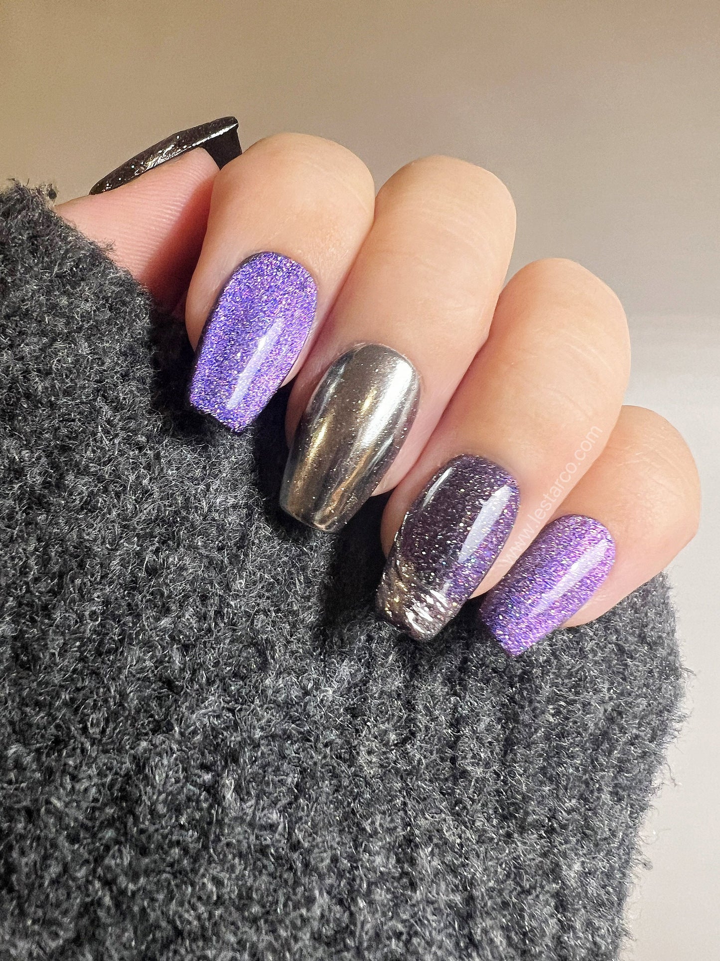 Reusable The Purple Universe Cat-Eye Effect | Premium Press on Nails Gel | Fake Nails | Cute Fun Colorful Gel Nail Artist faux nails TMR369
