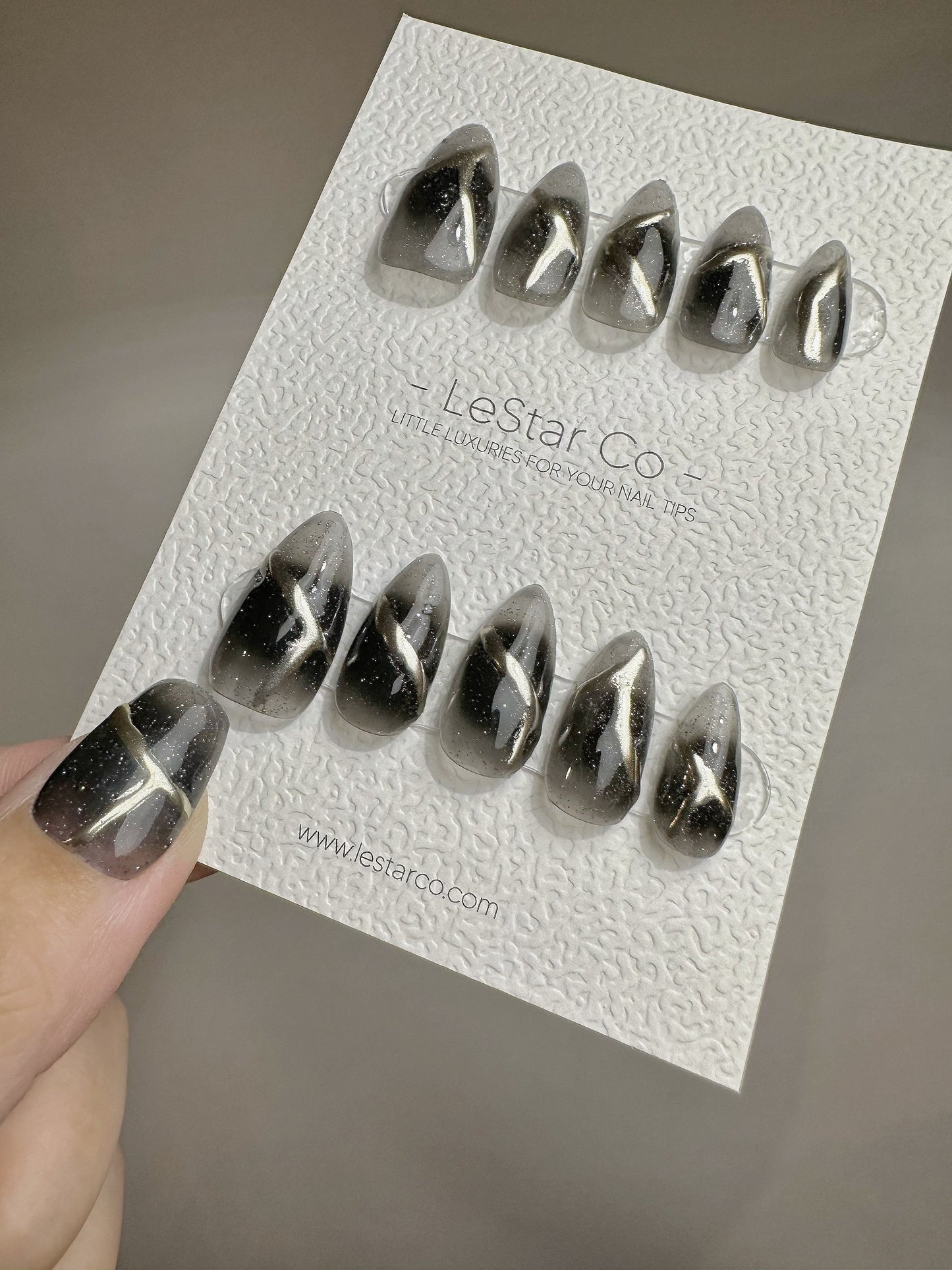 Reusable Middle of the Night | Premium Press on Nails Gel | Fake Nails | Cute Fun Colorful Gel Nail Artist faux nails TMR390