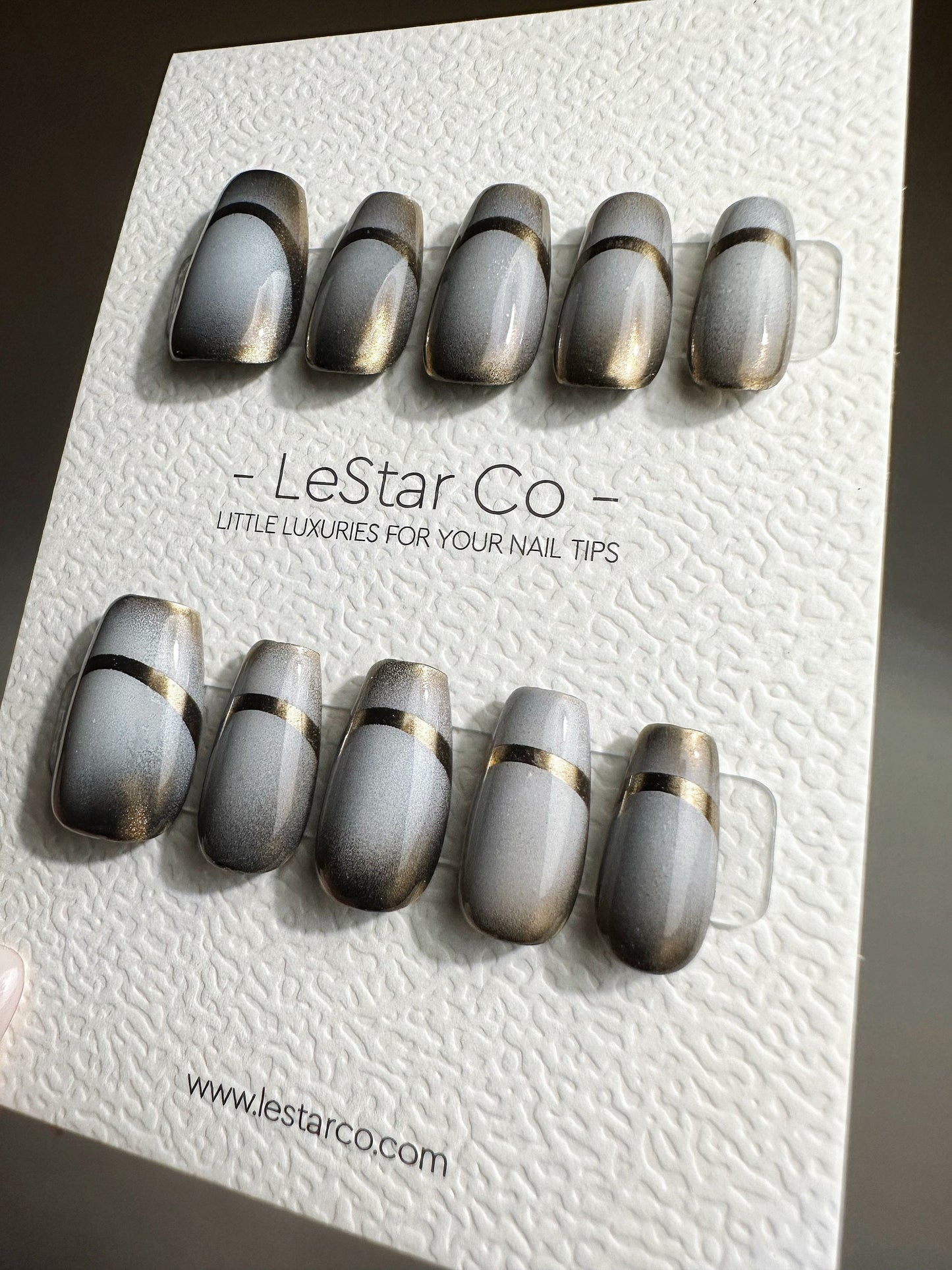 Reusable Eclipse Metallic Chrome Bronze | Premium Press on Nails Gel | Fake Nails | faux nails QN424