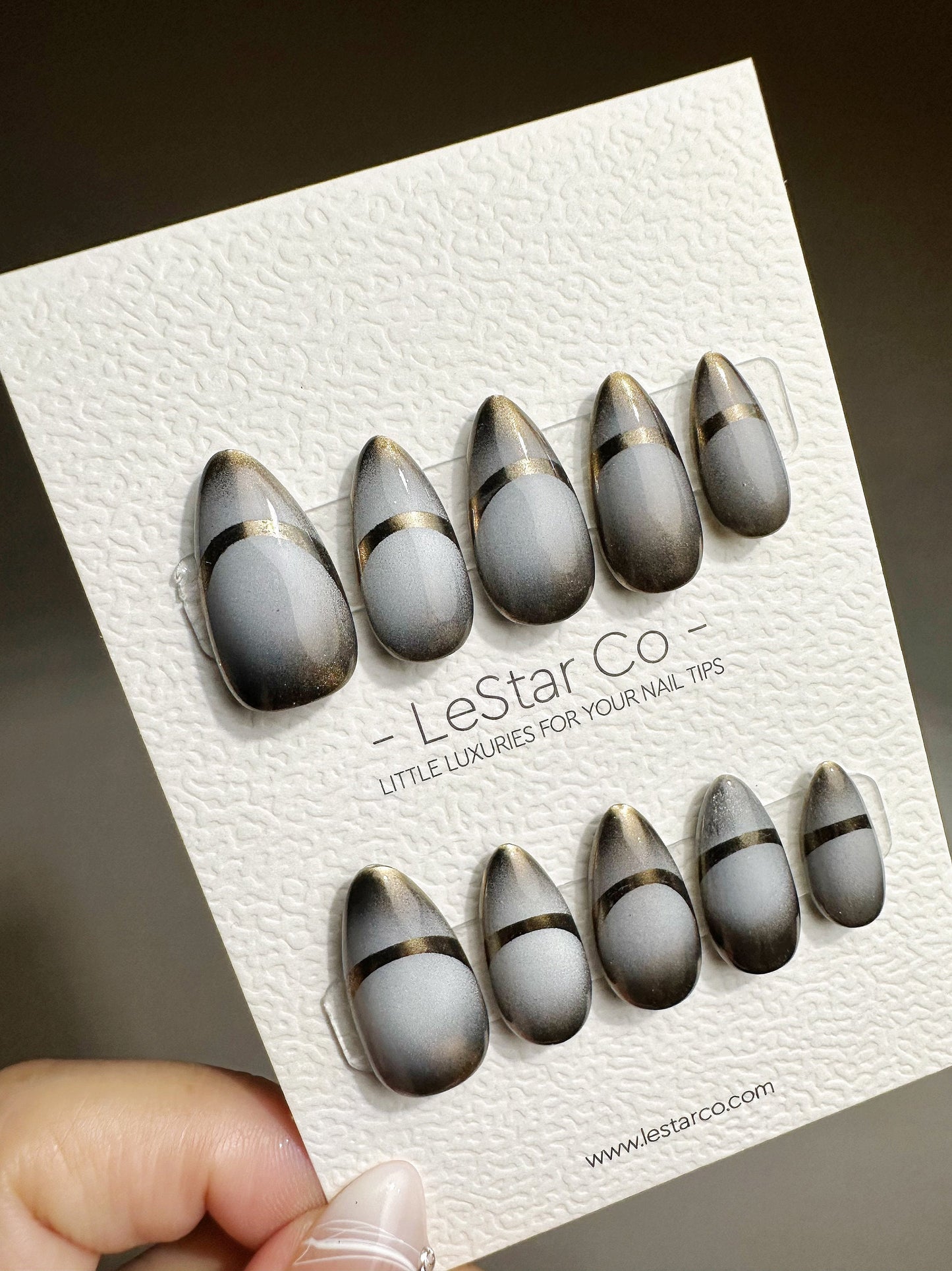 Reusable Eclipse Metallic Chrome Bronze | Premium Press on Nails Gel | Fake Nails | faux nails QN424
