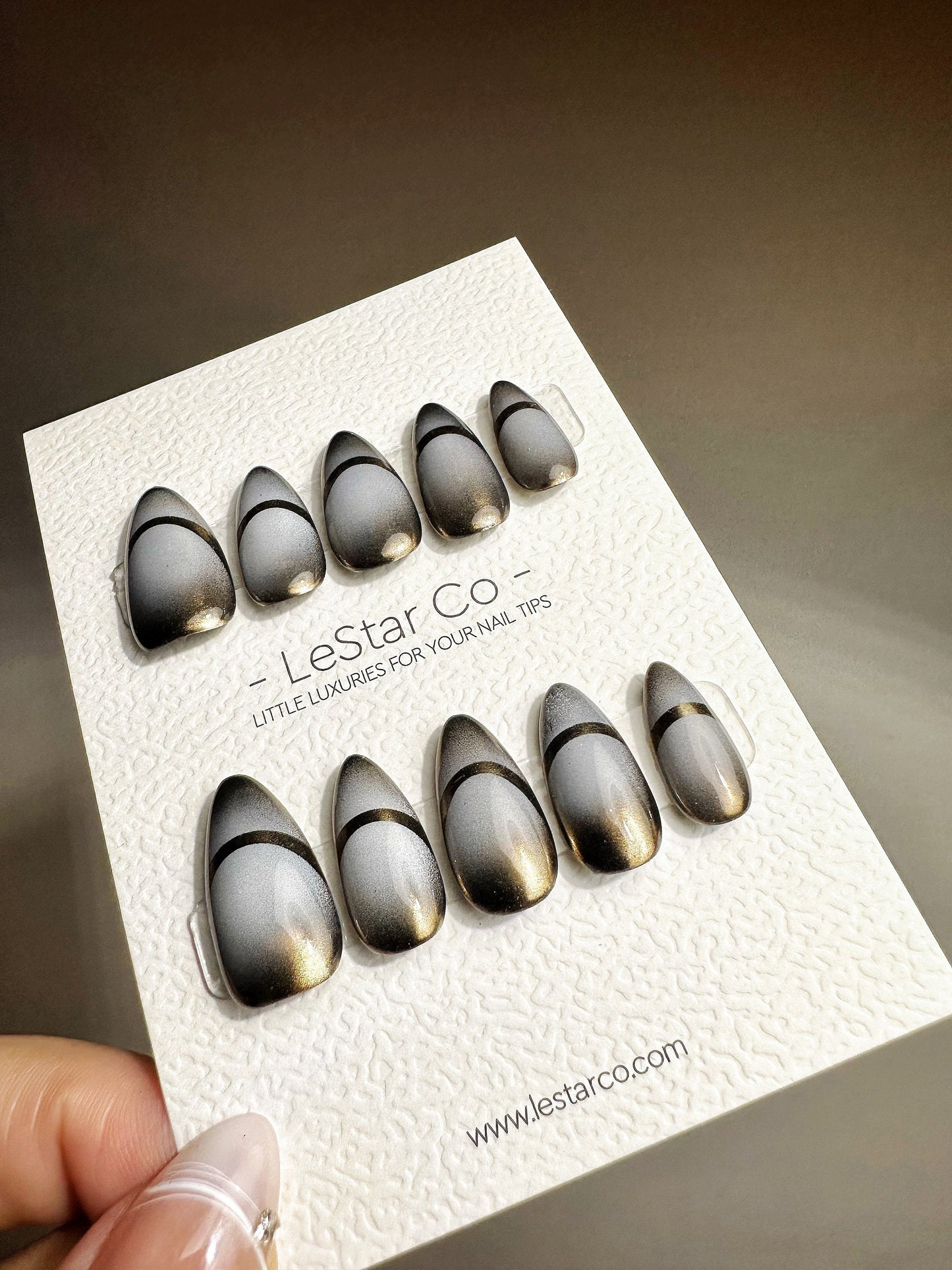 Reusable Eclipse Metallic Chrome Bronze | Premium Press on Nails Gel | Fake Nails | faux nails QN424