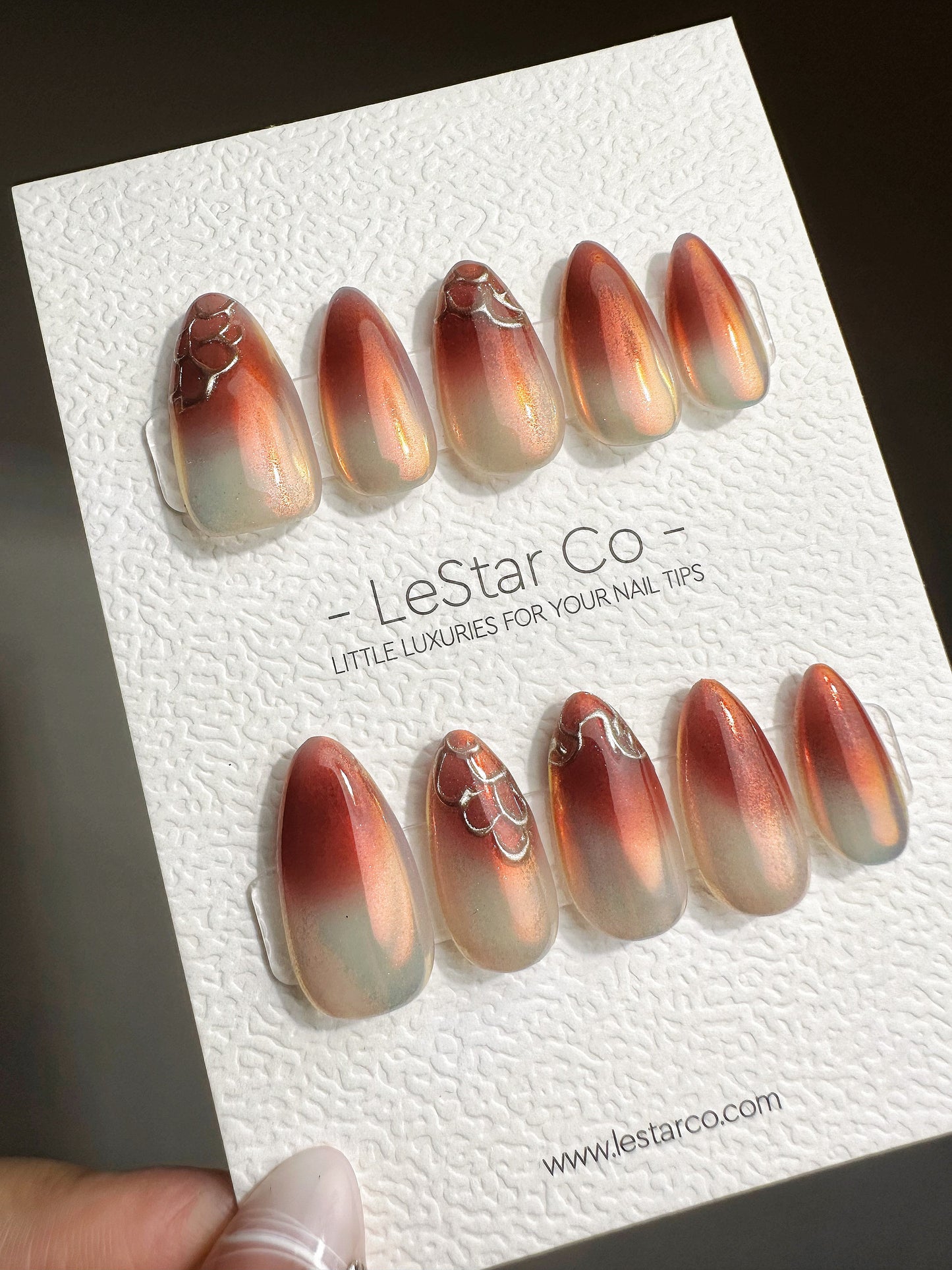 Reusable Orange Blossom Sunset Gradient | Premium Press on Nails Gel | Fake Nails | faux nails QN426