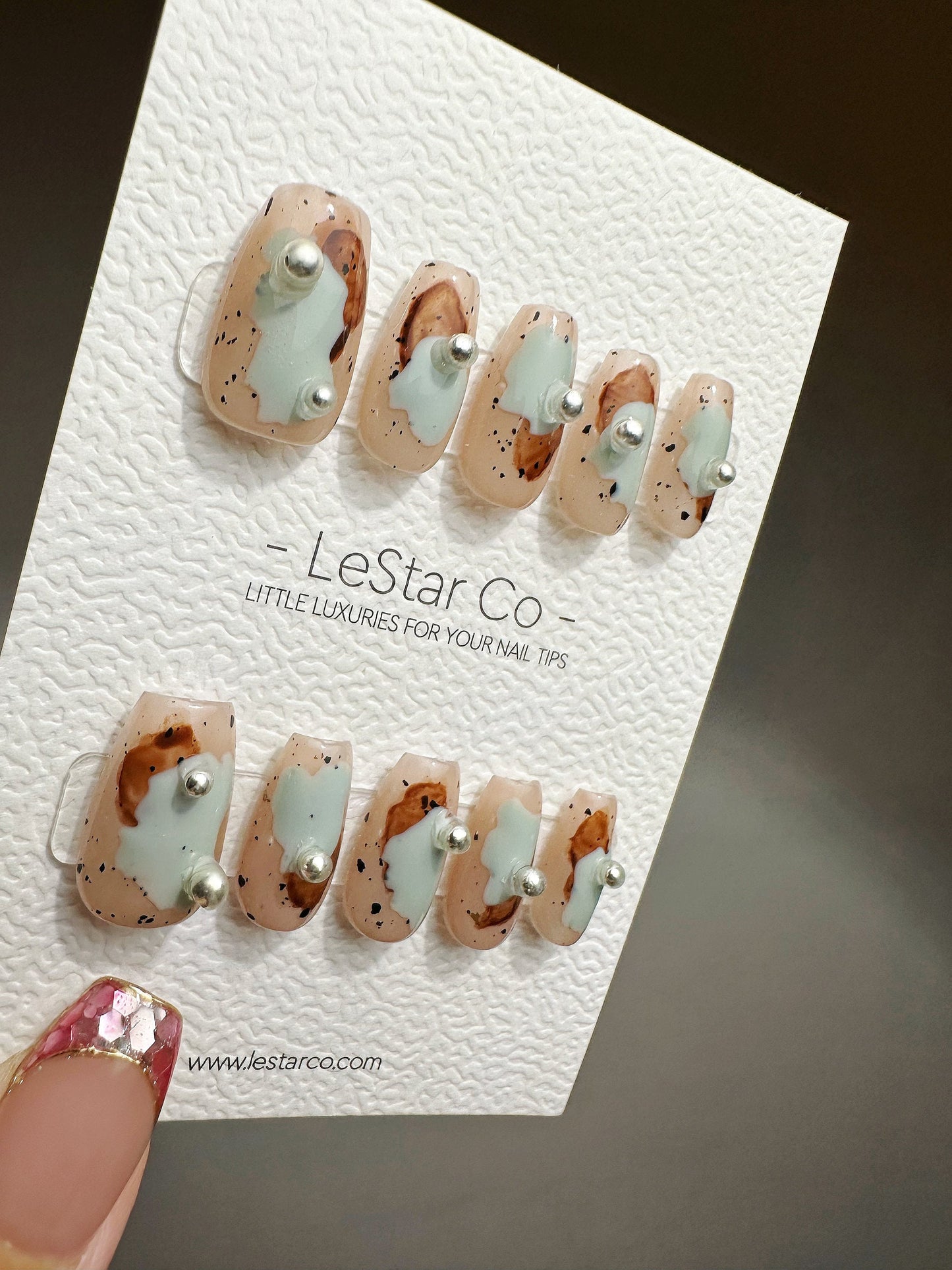 Reusable Sandy Shores | Premium Press on Nails Gel | Fake Nails | Cute Fun Colorful Gel Nail Artist faux nails QN445