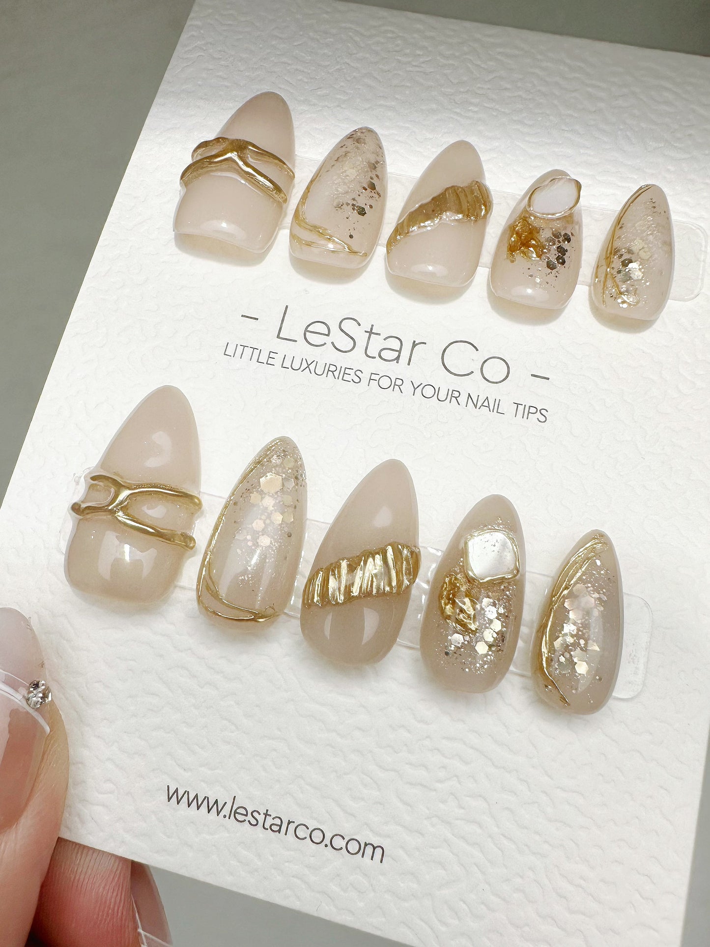 Reusable Radiant Moonstone | Premium Press on Nails Gel | Fake Nails | Cute Fun Colorful Gel Nail Artist faux nails QN421