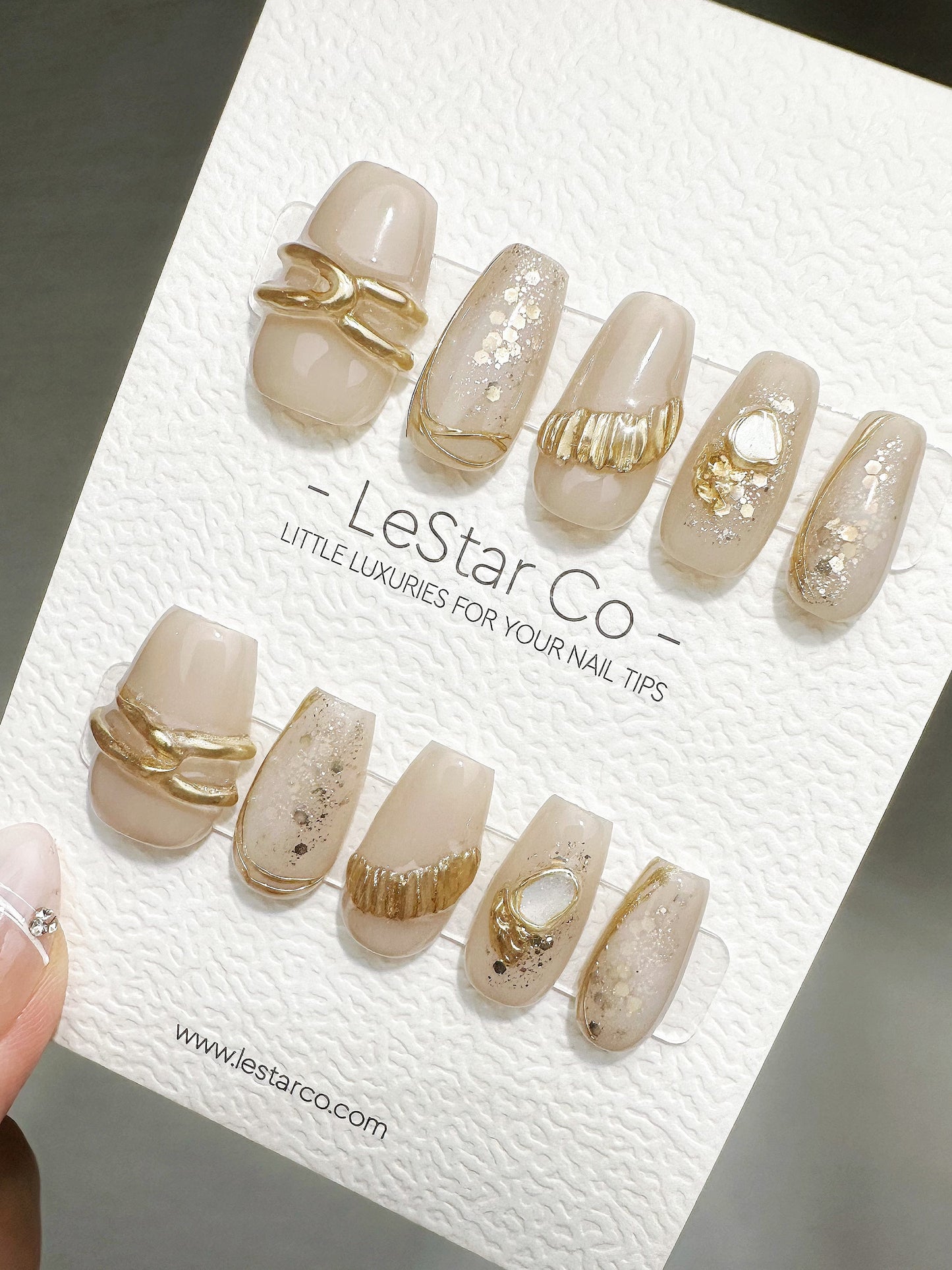 Reusable Radiant Moonstone | Premium Press on Nails Gel | Fake Nails | Cute Fun Colorful Gel Nail Artist faux nails QN421