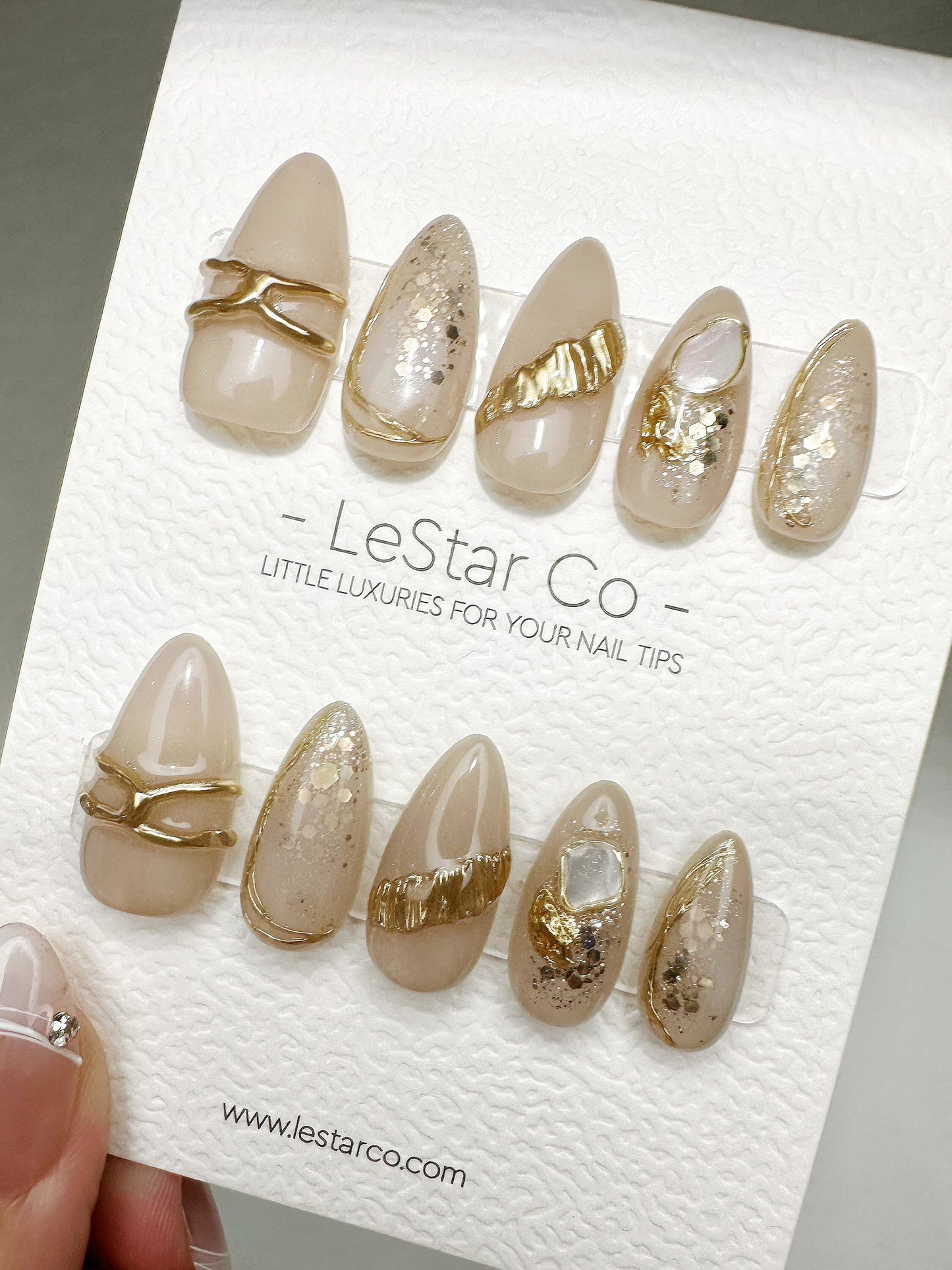 Reusable Radiant Moonstone | Premium Press on Nails Gel | Fake Nails | Cute Fun Colorful Gel Nail Artist faux nails QN421