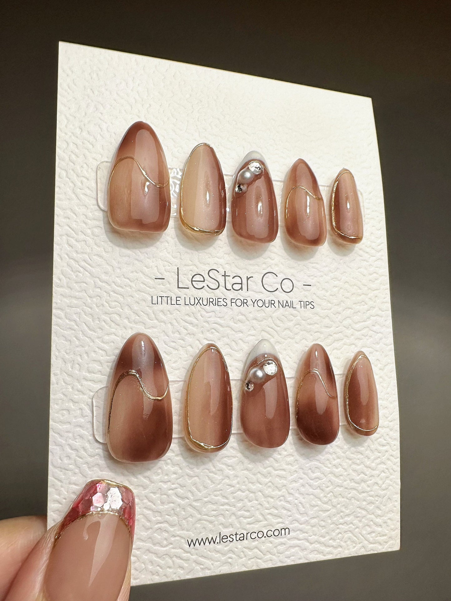 Reusable Earth Twist | Premium Handmade Press on Nails Gel | Fake Nails | Cute Fun Colorful Gel Nail Artist faux nails QN454