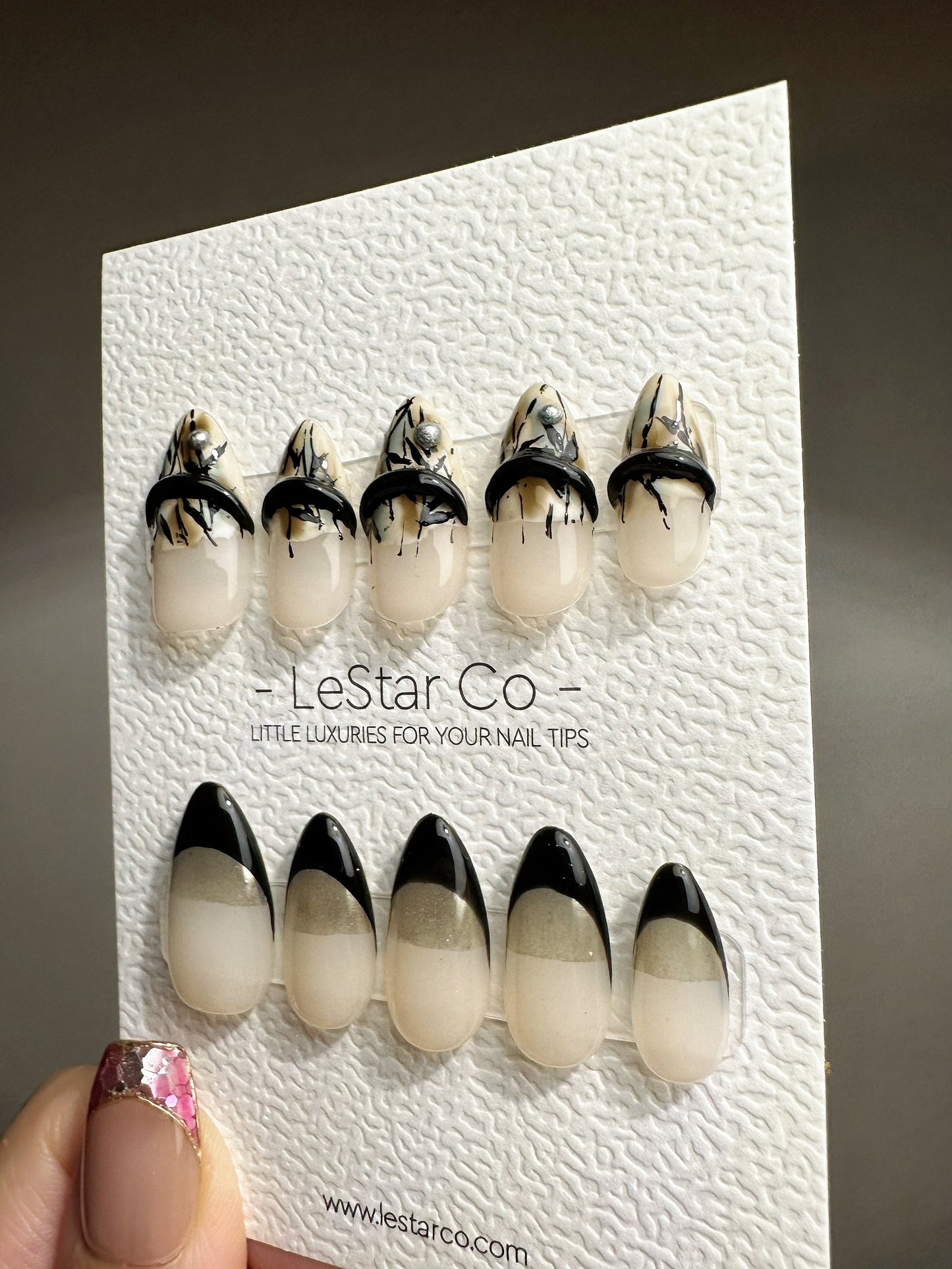 Reusable Zigzag Zen French Tip | Premium Handmade Press on Nails Gel | Fake Nails | Cute Fun Colorful Gel Nail Artist faux nails QN455