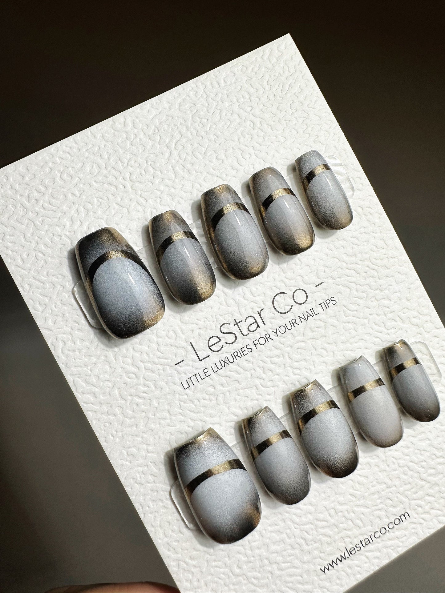 Reusable Eclipse Metallic Chrome Bronze | Premium Press on Nails Gel | Fake Nails | faux nails QN424