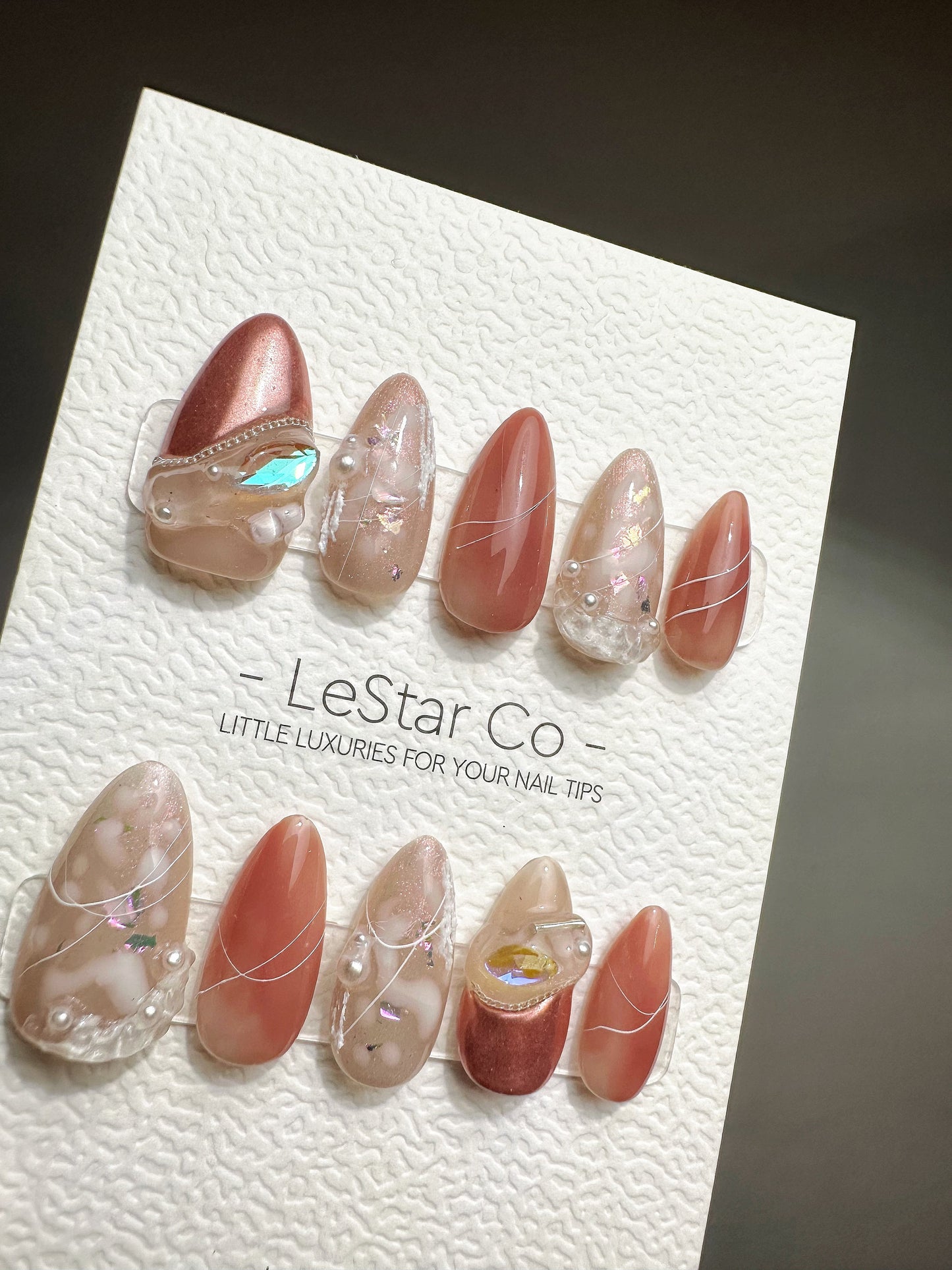 Reusable Pinkalicioous Rose Gold Aurora Pink Flare | Premium Press on Nails Gel Manicure | Fake Nails | Handmade | Artificial nails QN423