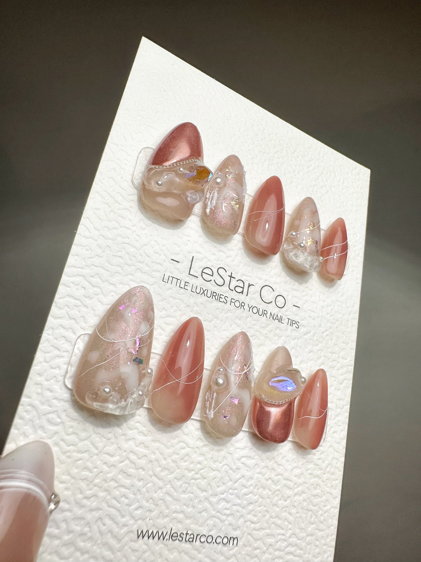 Reusable Pinkalicioous Rose Gold Aurora Pink Flare | Premium Press on Nails Gel Manicure | Fake Nails | Handmade | Artificial nails QN423