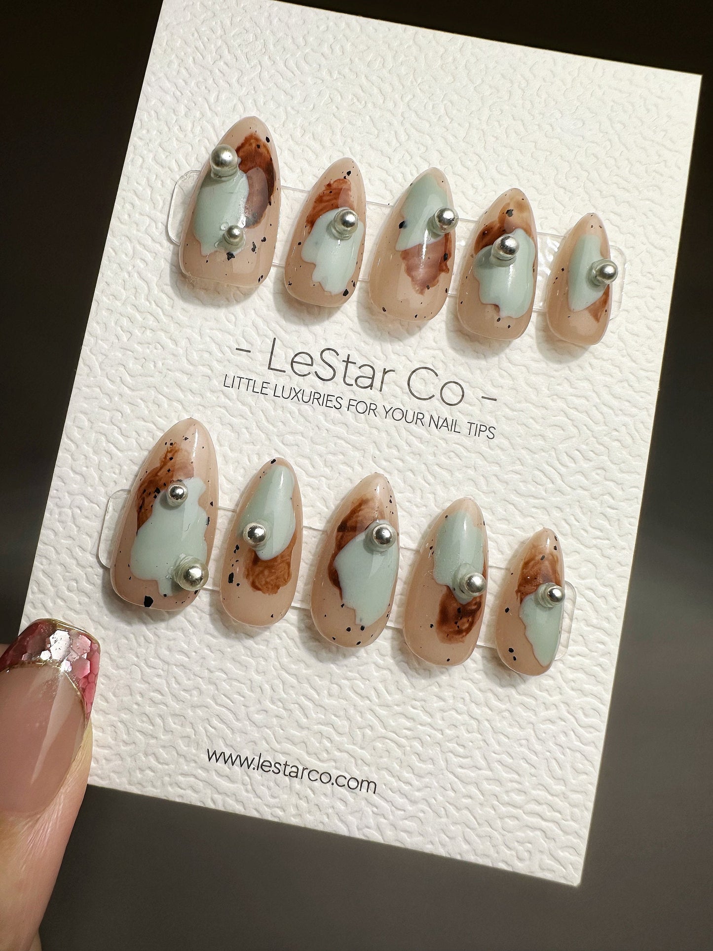 Reusable Sandy Shores | Premium Press on Nails Gel | Fake Nails | Cute Fun Colorful Gel Nail Artist faux nails QN445
