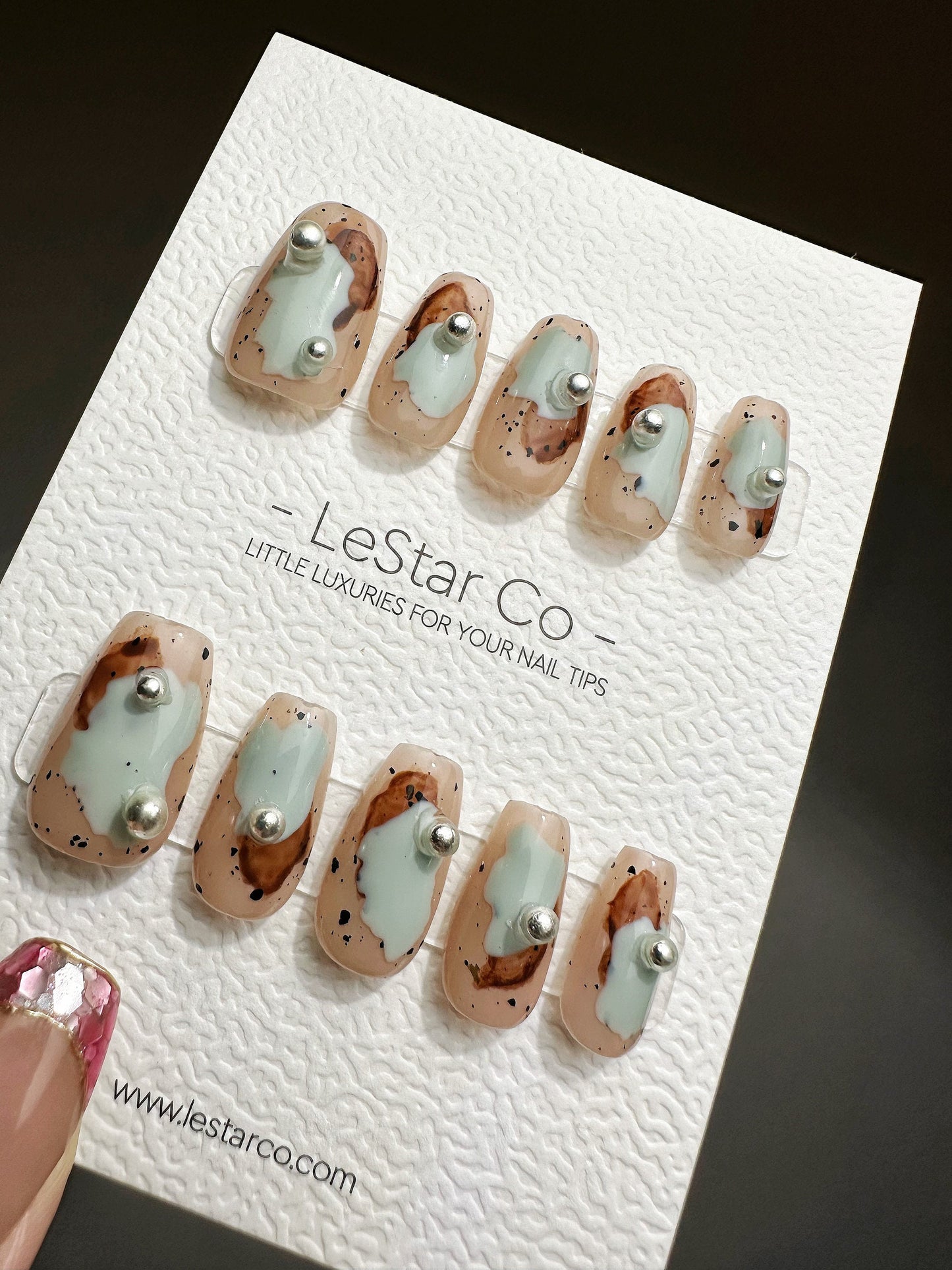 Reusable Sandy Shores | Premium Press on Nails Gel | Fake Nails | Cute Fun Colorful Gel Nail Artist faux nails QN445
