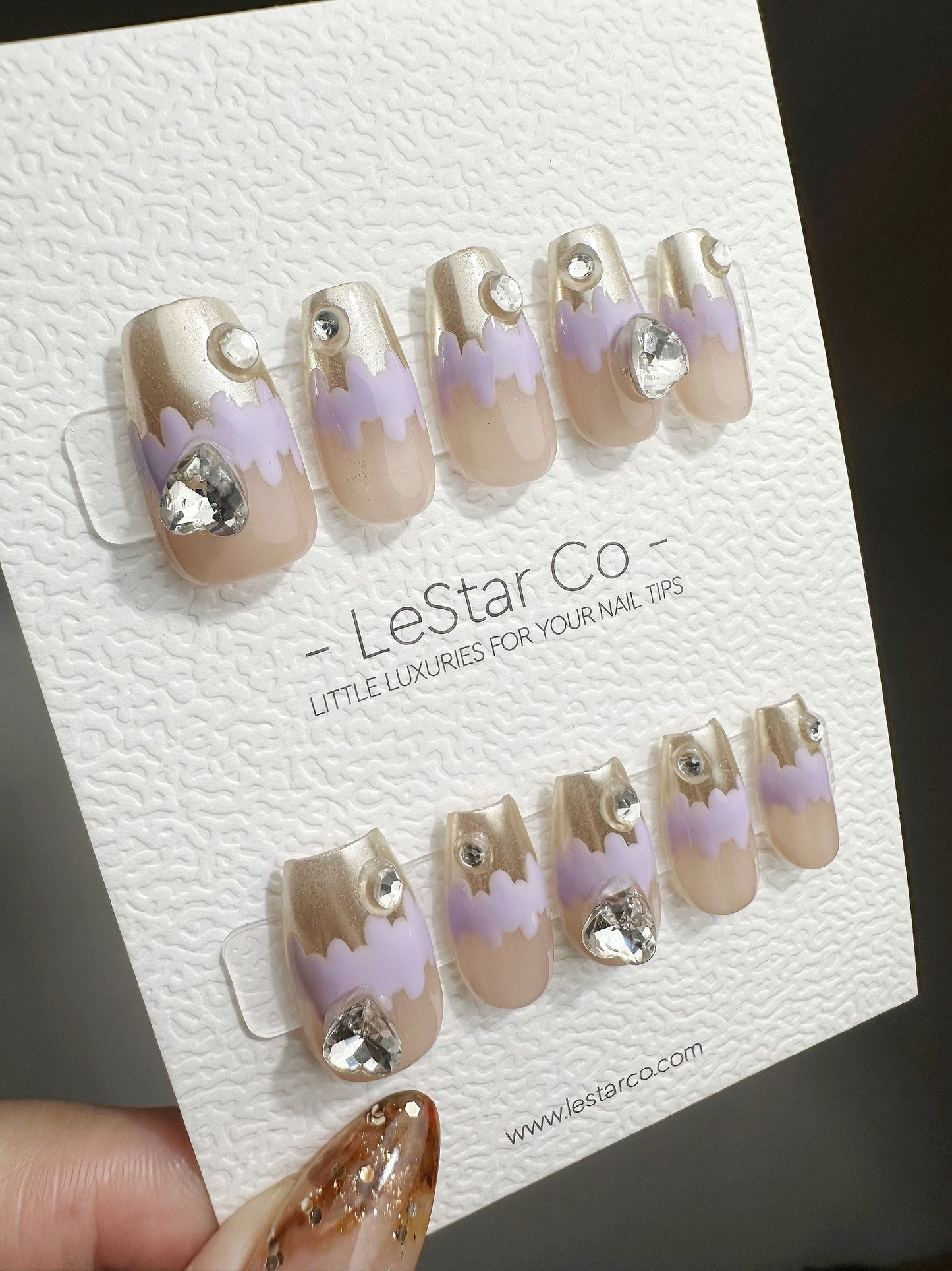 Reusable Lavender Lustre | Premium Press on Nails Gel | Fake Nails | Cute Fun Colorful Gel Nail Artist faux nails QN462