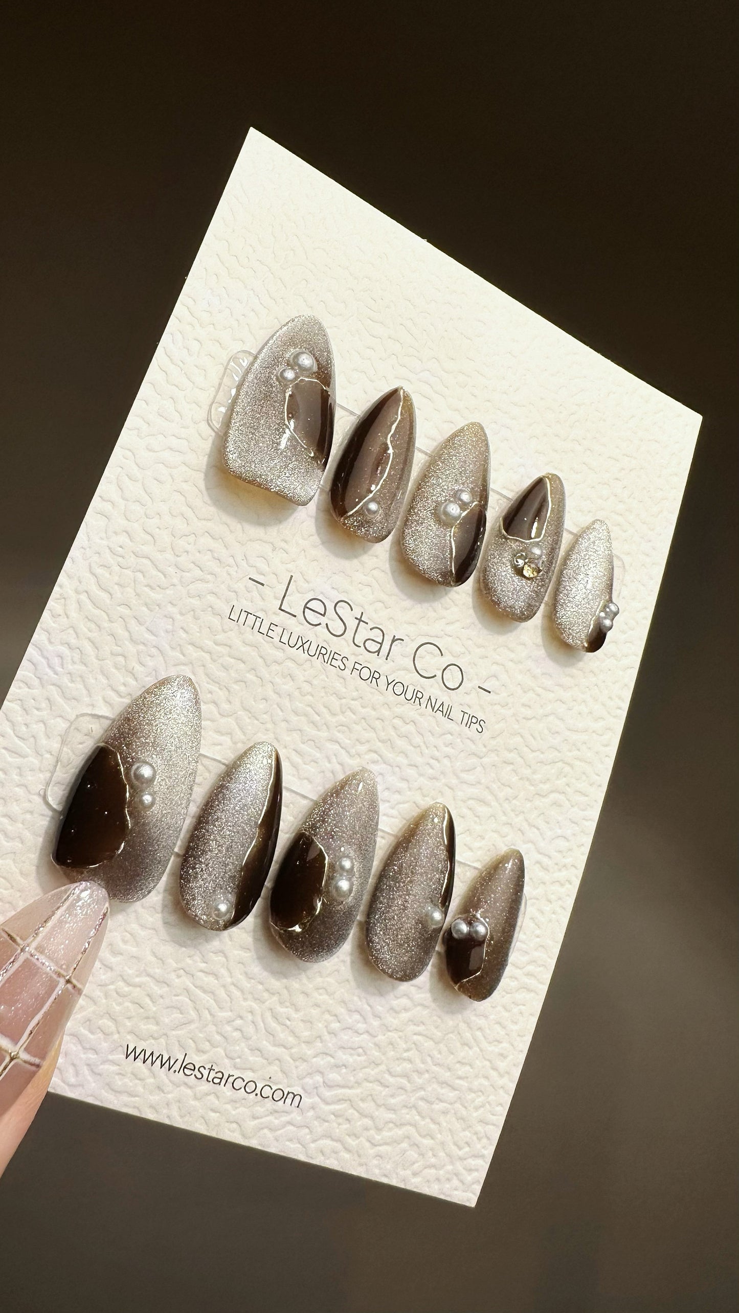 Reusable Espresso | Premium Press on Nails Gel | Fake Nails | Cute Fun Colorful Gel Nail Artist faux nails TMR474