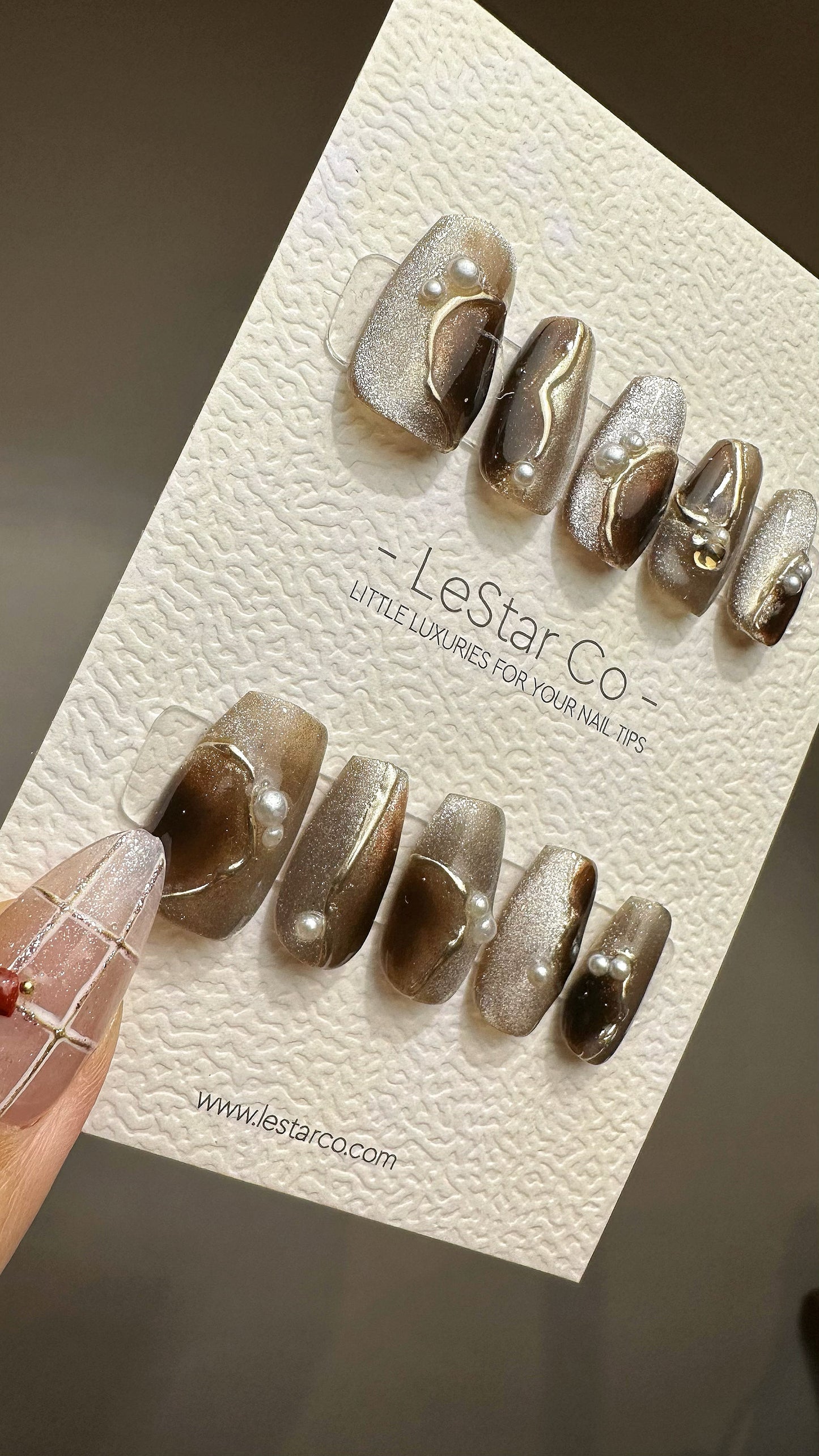Reusable Espresso | Premium Press on Nails Gel | Fake Nails | Cute Fun Colorful Gel Nail Artist faux nails TMR474