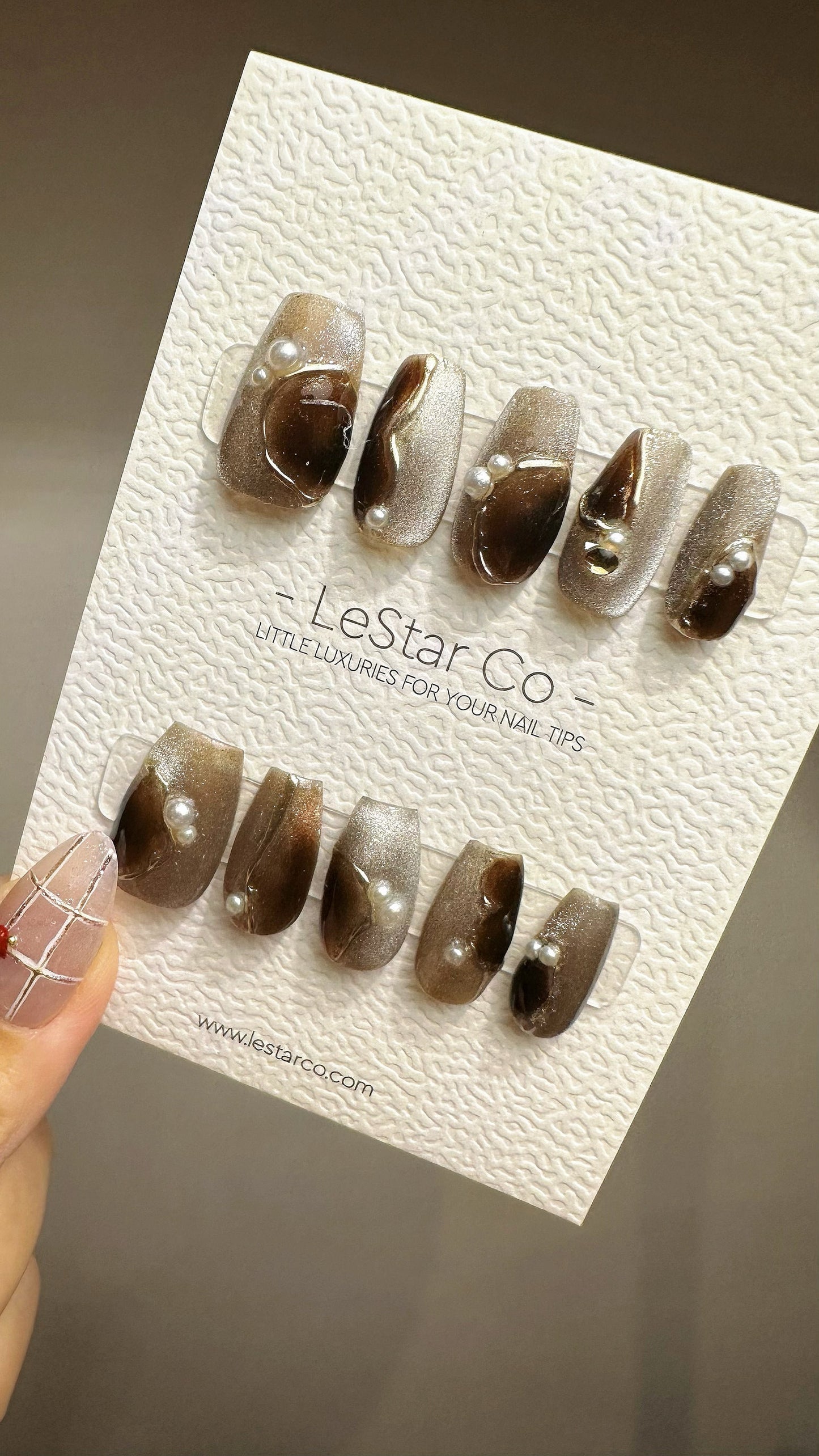 Reusable Espresso | Premium Press on Nails Gel | Fake Nails | Cute Fun Colorful Gel Nail Artist faux nails TMR474
