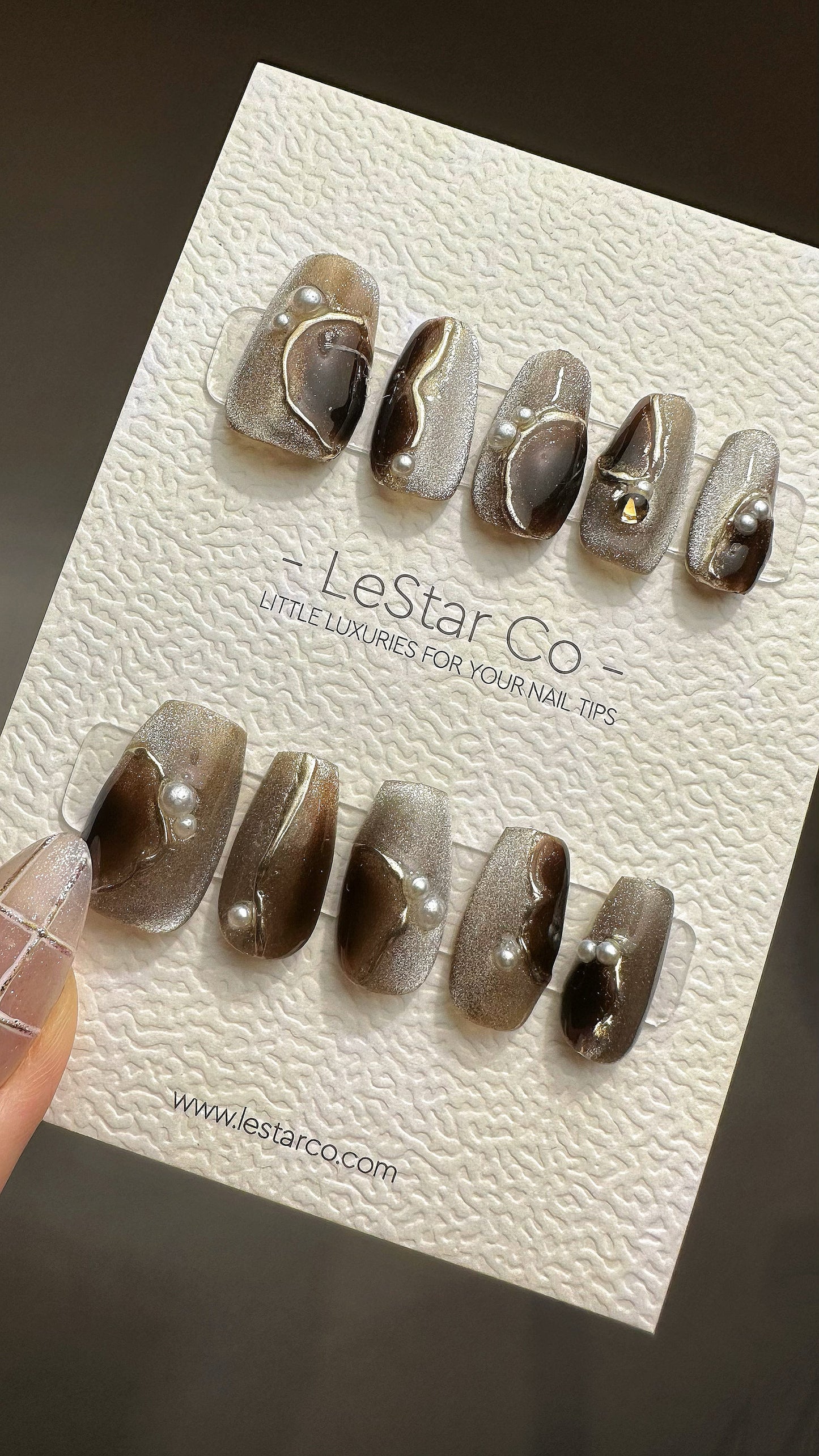 Reusable Espresso | Premium Press on Nails Gel | Fake Nails | Cute Fun Colorful Gel Nail Artist faux nails TMR474