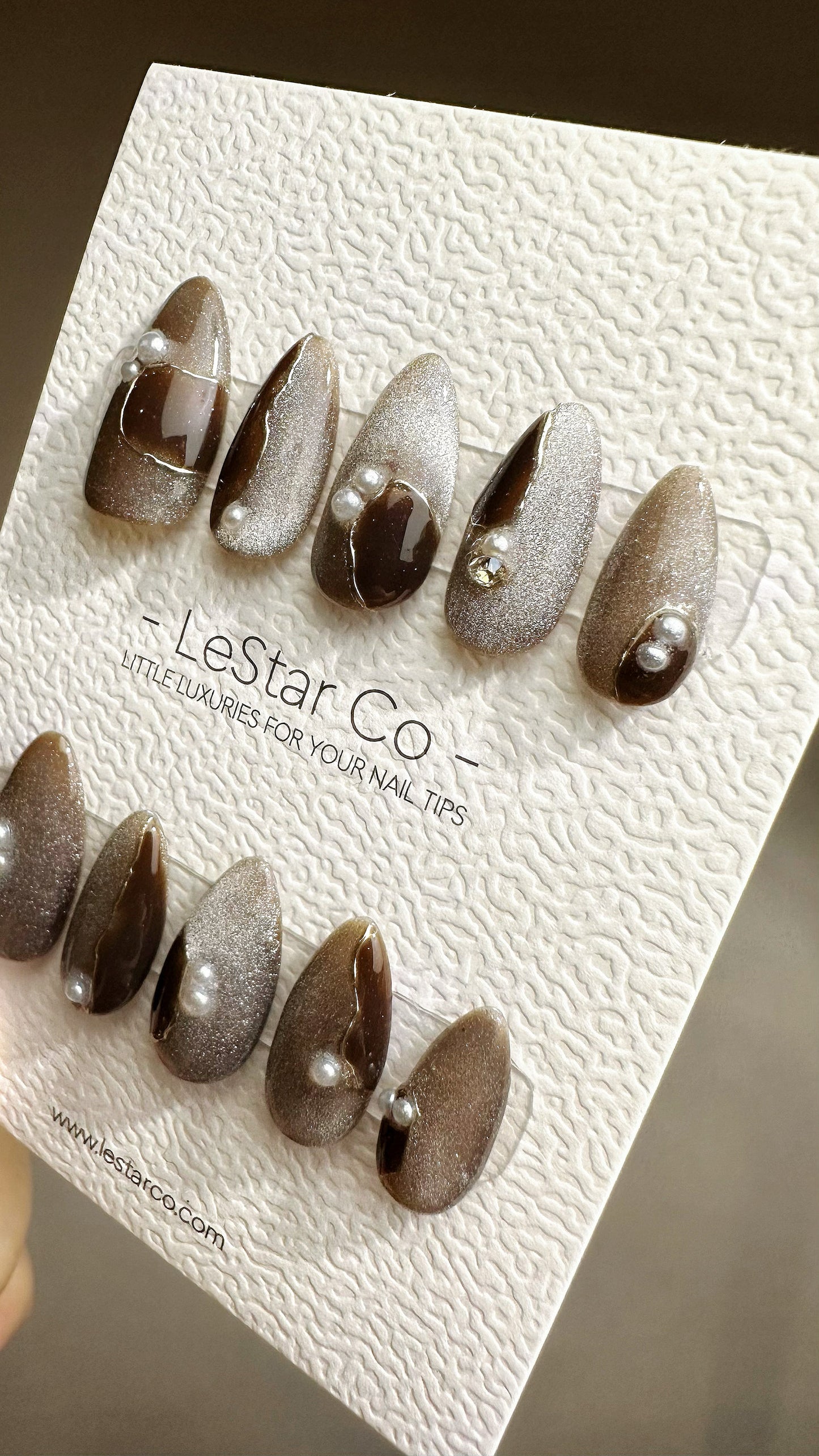 Reusable Espresso | Premium Press on Nails Gel | Fake Nails | Cute Fun Colorful Gel Nail Artist faux nails TMR474
