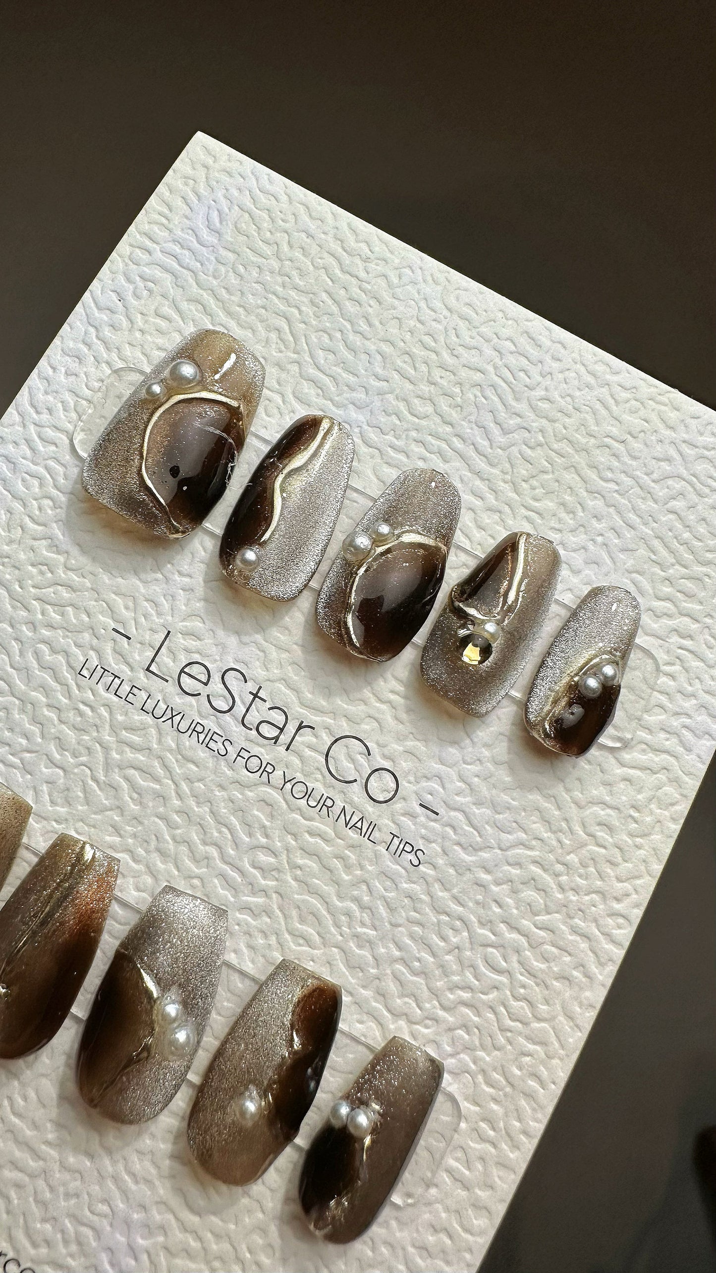 Reusable Espresso | Premium Press on Nails Gel | Fake Nails | Cute Fun Colorful Gel Nail Artist faux nails TMR474