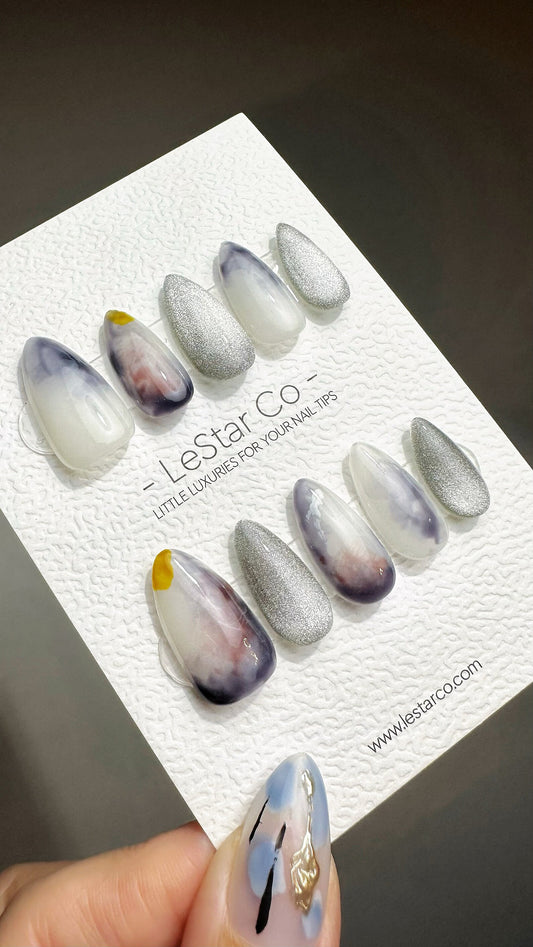 Reusable Timeless Dream French Tip with Pearl | Premium Press on Nails Gel | Fake Nails | Cute Fun Colorful Gel Nail faux nails QN738