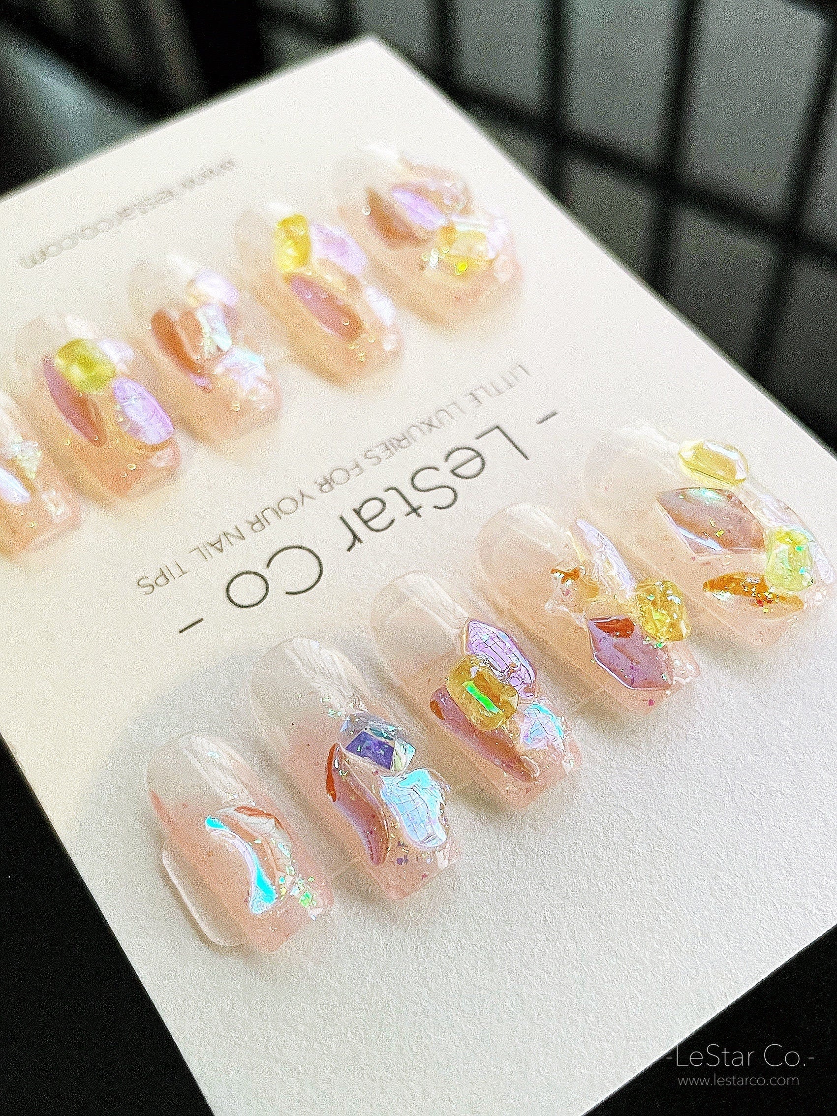 Reusable Glittering Jewels | Premium Press on Nails Gel Manicure | Fake Nails | Handpainted by Professional Nail Artist faux nails 116zz