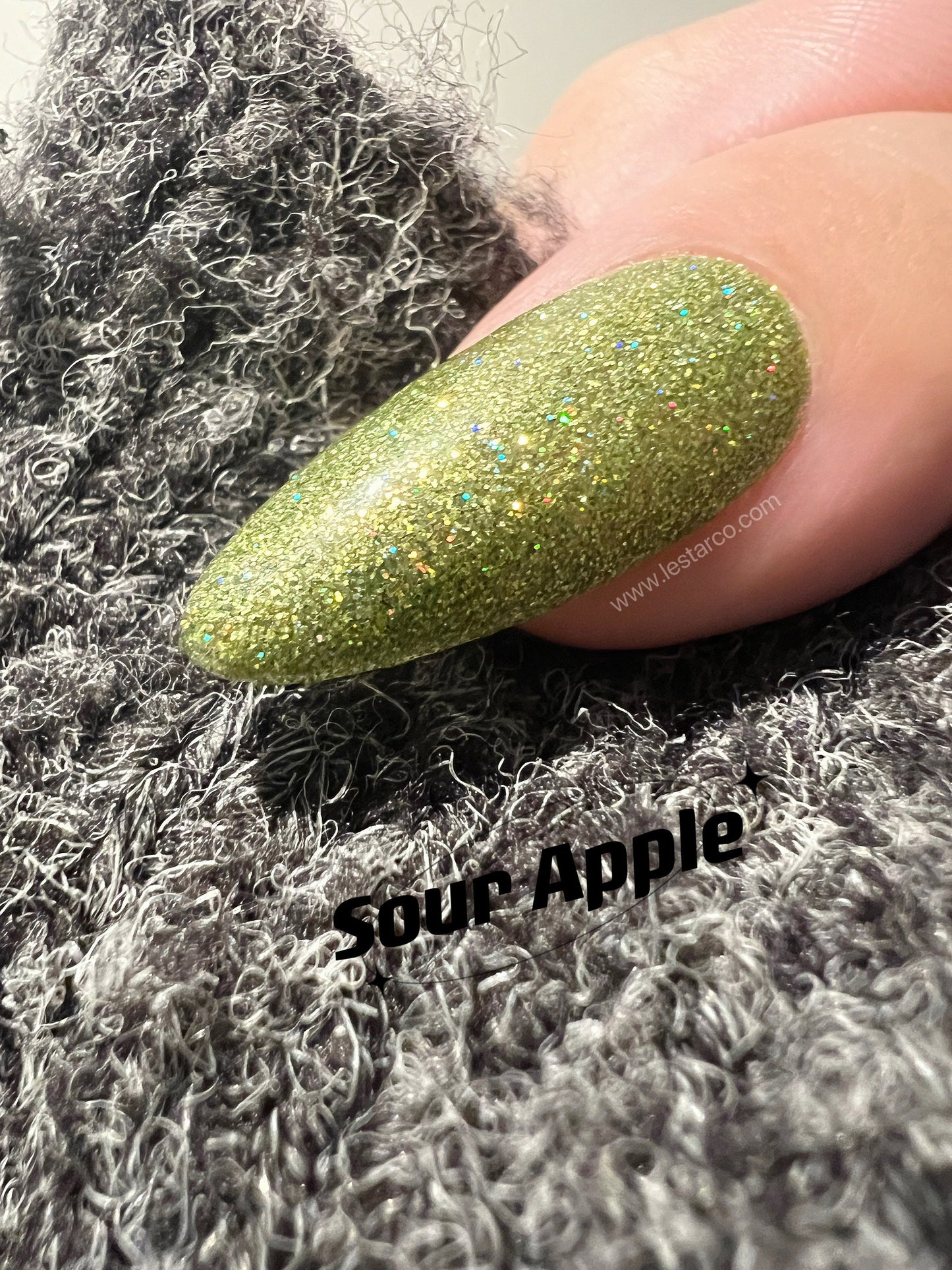 Sour Apple | Holographic Glitter | Ultra Shine Long Lasting Brush on UV Gels Home Nail DIY False Tips Manicure Nail Art Supply