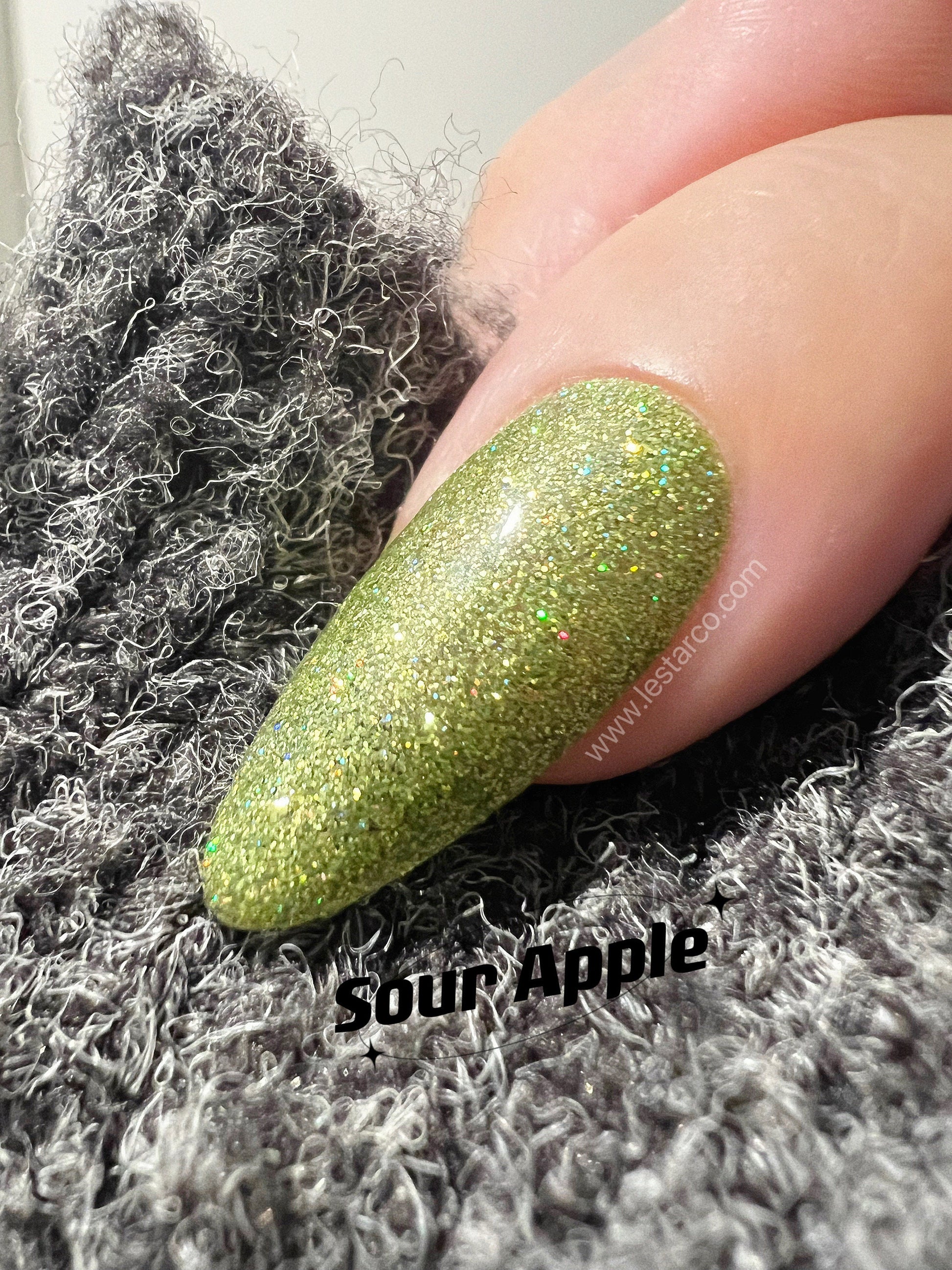 Sour Apple | Holographic Glitter | Ultra Shine Long Lasting Brush on UV Gels Home Nail DIY False Tips Manicure Nail Art Supply