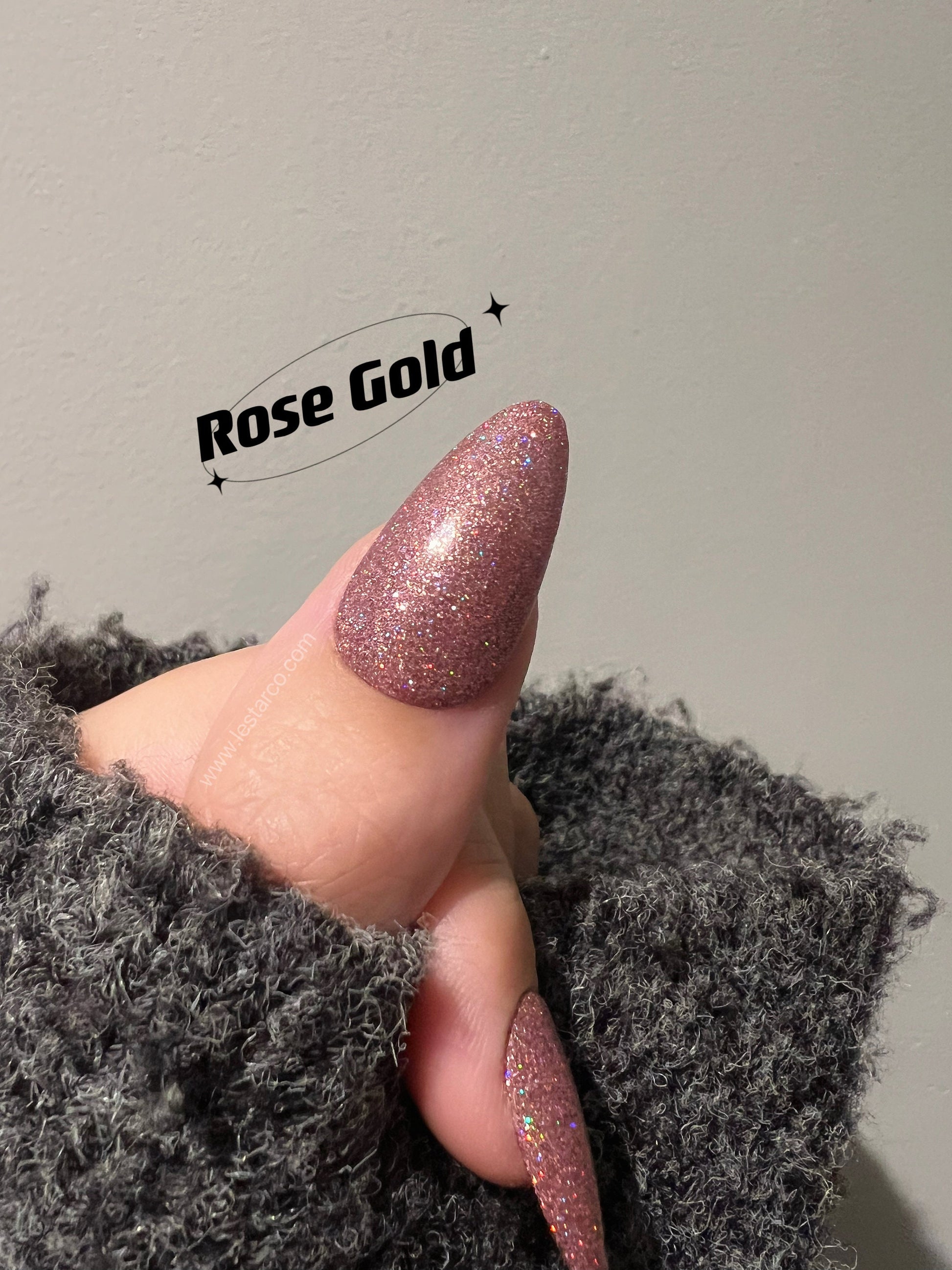 Rose Gold | Holographic Glitter | Ultra Shine Long Lasting Brush on UV Gels Home Nail DIY False Tips Manicure Nail Art Supply