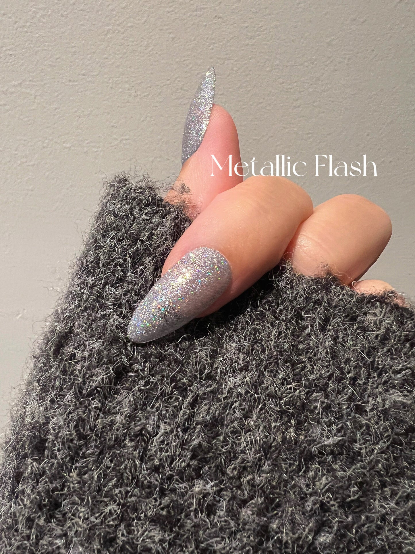 Metallic Flash | Silver Holographic Glitter | Ultra Shine Long Lasting Brush on UV Gels Home Nail DIY False Tips Manicure Nail Art Supply