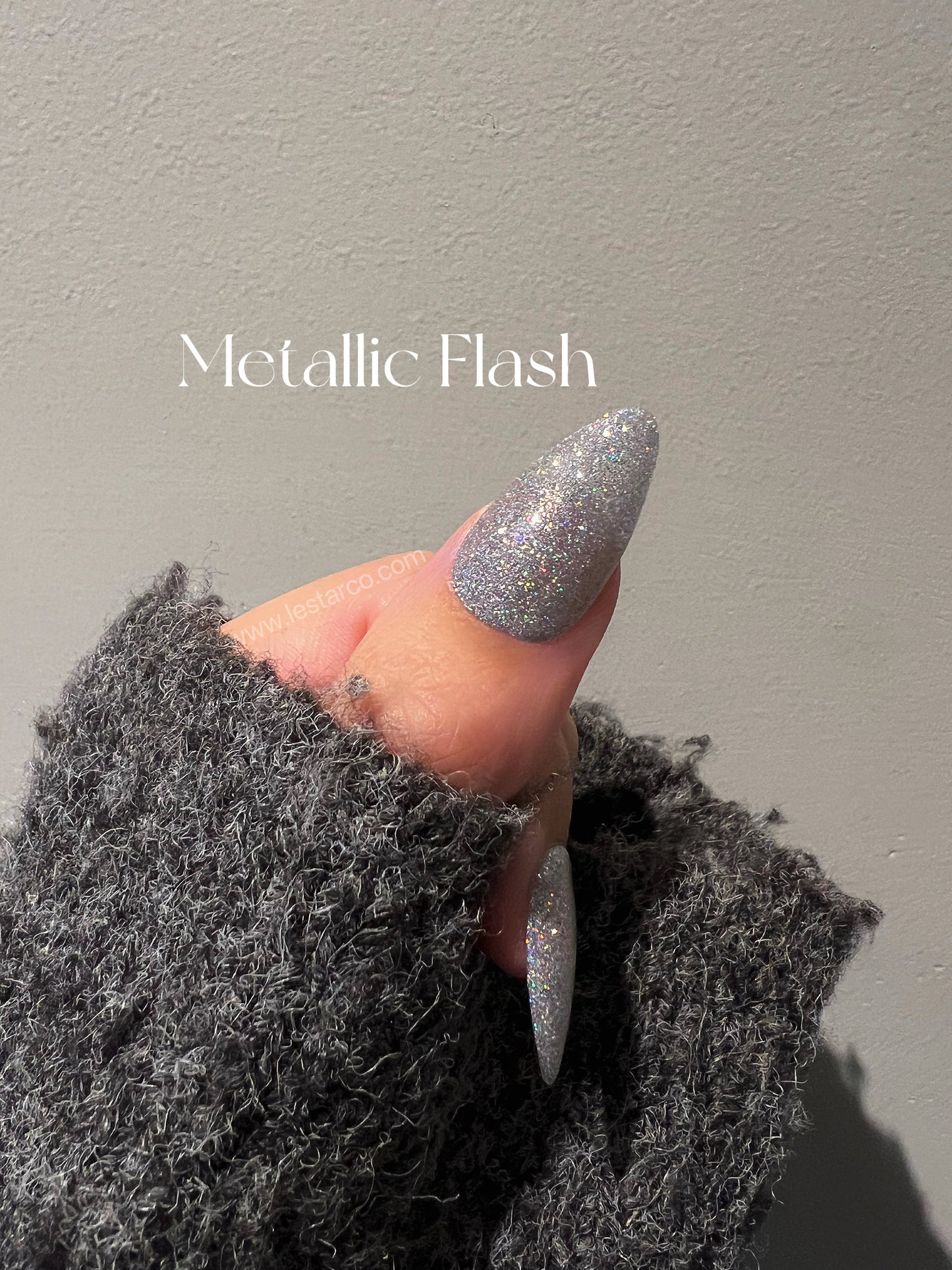 Metallic Flash | Silver Holographic Glitter | Ultra Shine Long Lasting Brush on UV Gels Home Nail DIY False Tips Manicure Nail Art Supply