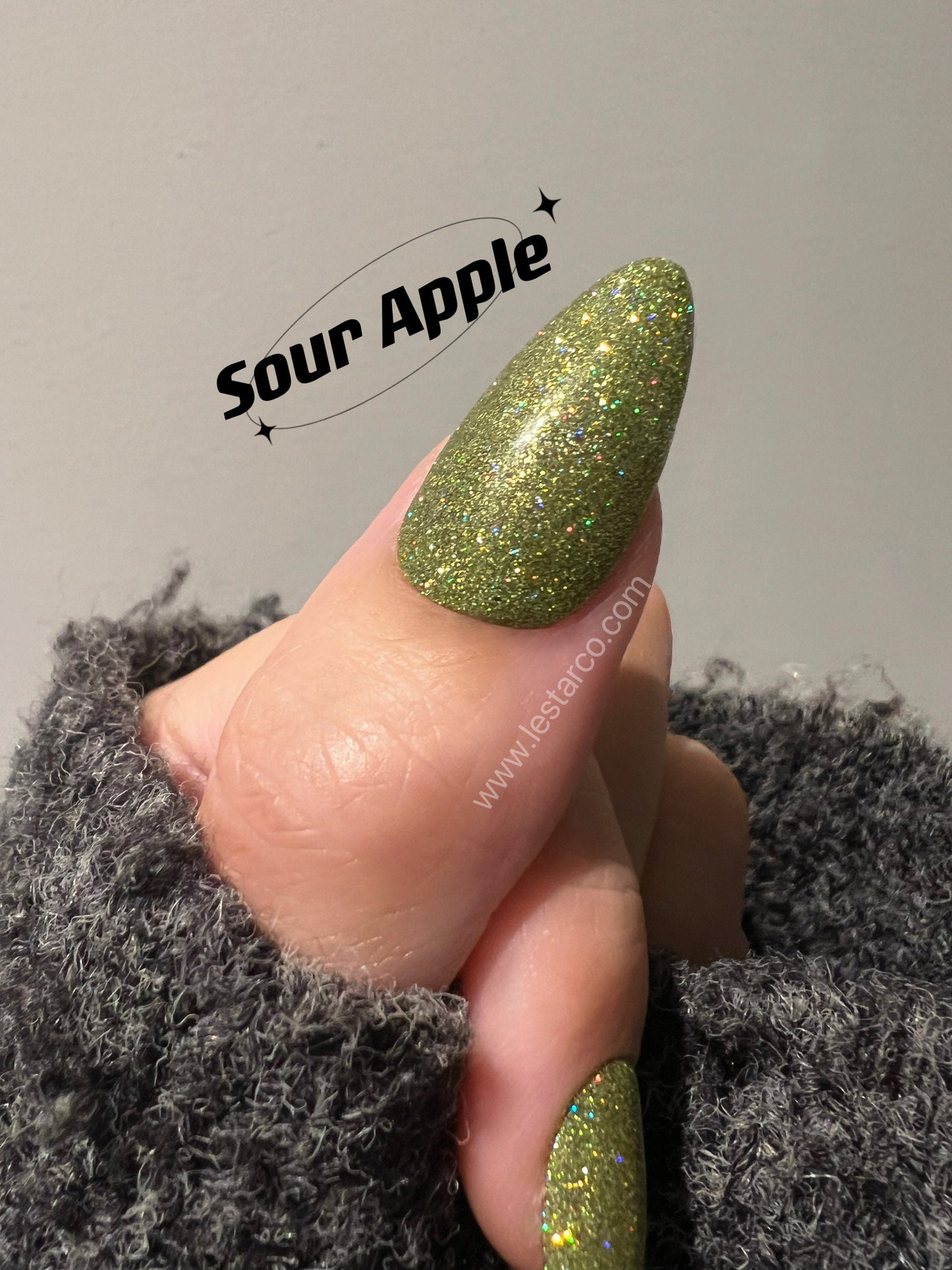 Sour Apple | Holographic Glitter | Ultra Shine Long Lasting Brush on UV Gels Home Nail DIY False Tips Manicure Nail Art Supply