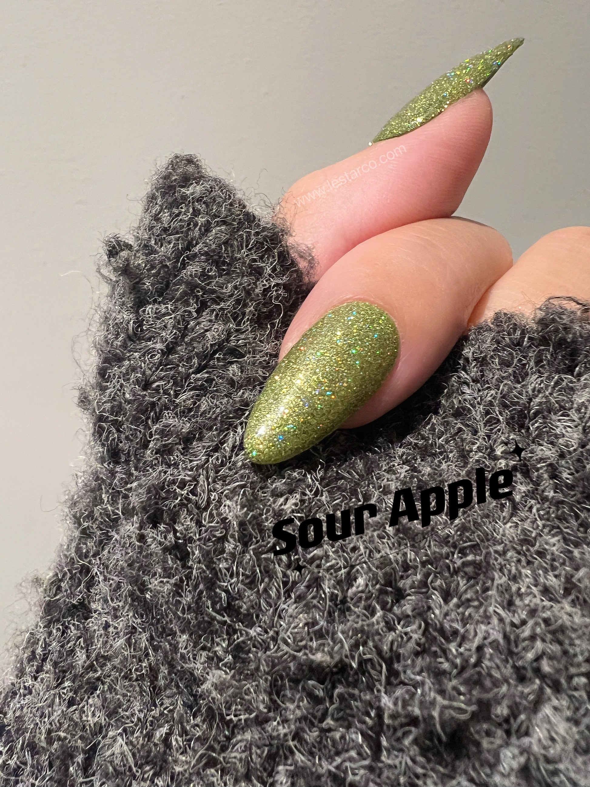 Sour Apple | Holographic Glitter | Ultra Shine Long Lasting Brush on UV Gels Home Nail DIY False Tips Manicure Nail Art Supply