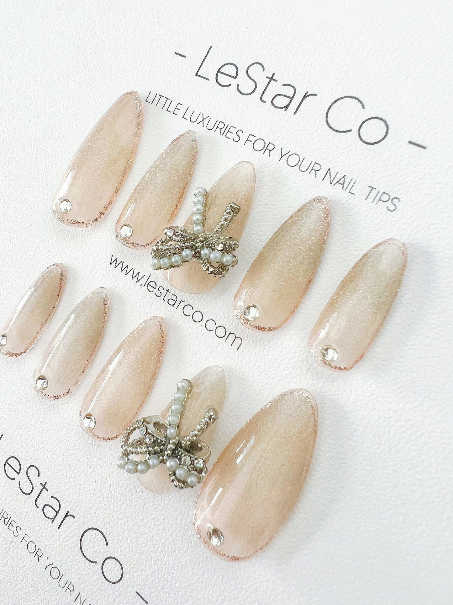 Reusable Nude Cateye Butterfly Bliss | Premium Short Press on Nails Gel Manicure | Fake Nails | Handmade | Lestarco faux nails TT301