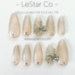 Reusable Nude Cateye Butterfly Bliss | Premium Short Press on Nails Gel Manicure | Fake Nails | Handmade | Lestarco faux nails TT301