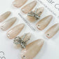 Reusable Nude Cateye Butterfly Bliss | Premium Short Press on Nails Gel Manicure | Fake Nails | Handmade | Lestarco faux nails TT301