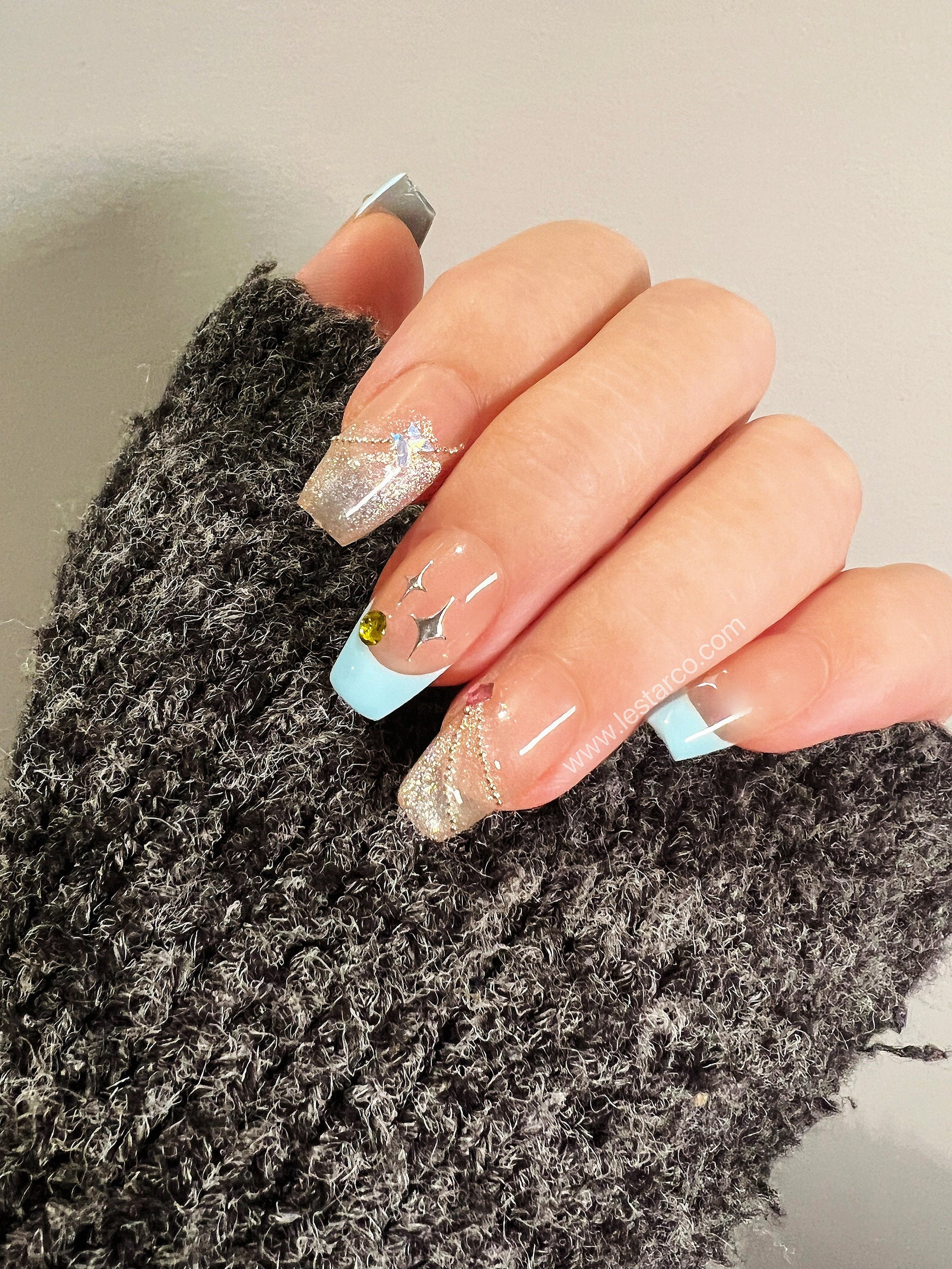 Reusable Meteor Shower | Premium Press on Nails Gel | Fake Nails | Cute Fun Colorful Gel Nail Artist faux nails BB329