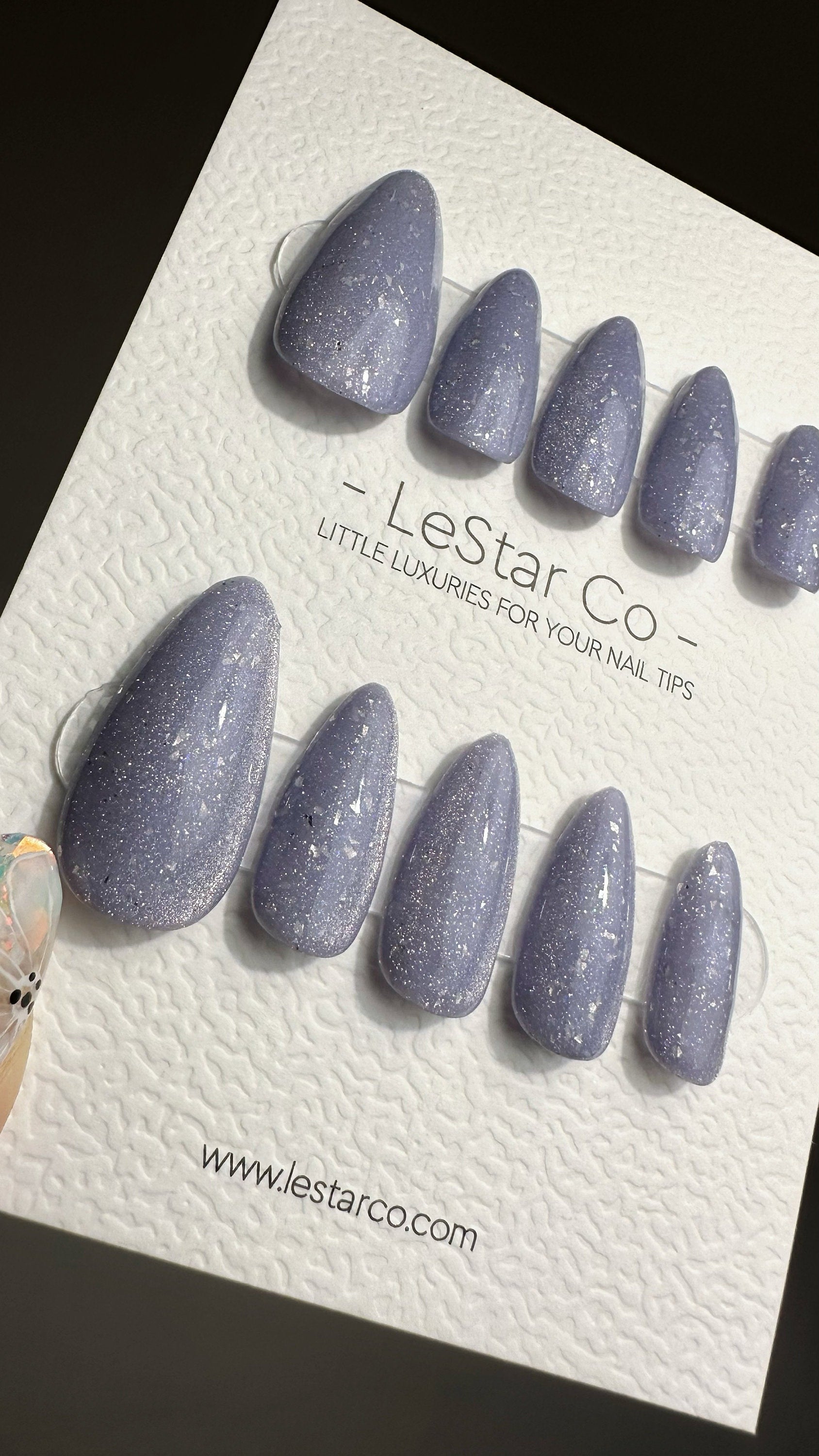 Reusable Periwinkle Cat Eye Effect| Nails Premium Press on Nails Gel Manicure | Fake Nails | Handmade | Lestarco faux nails 496zz