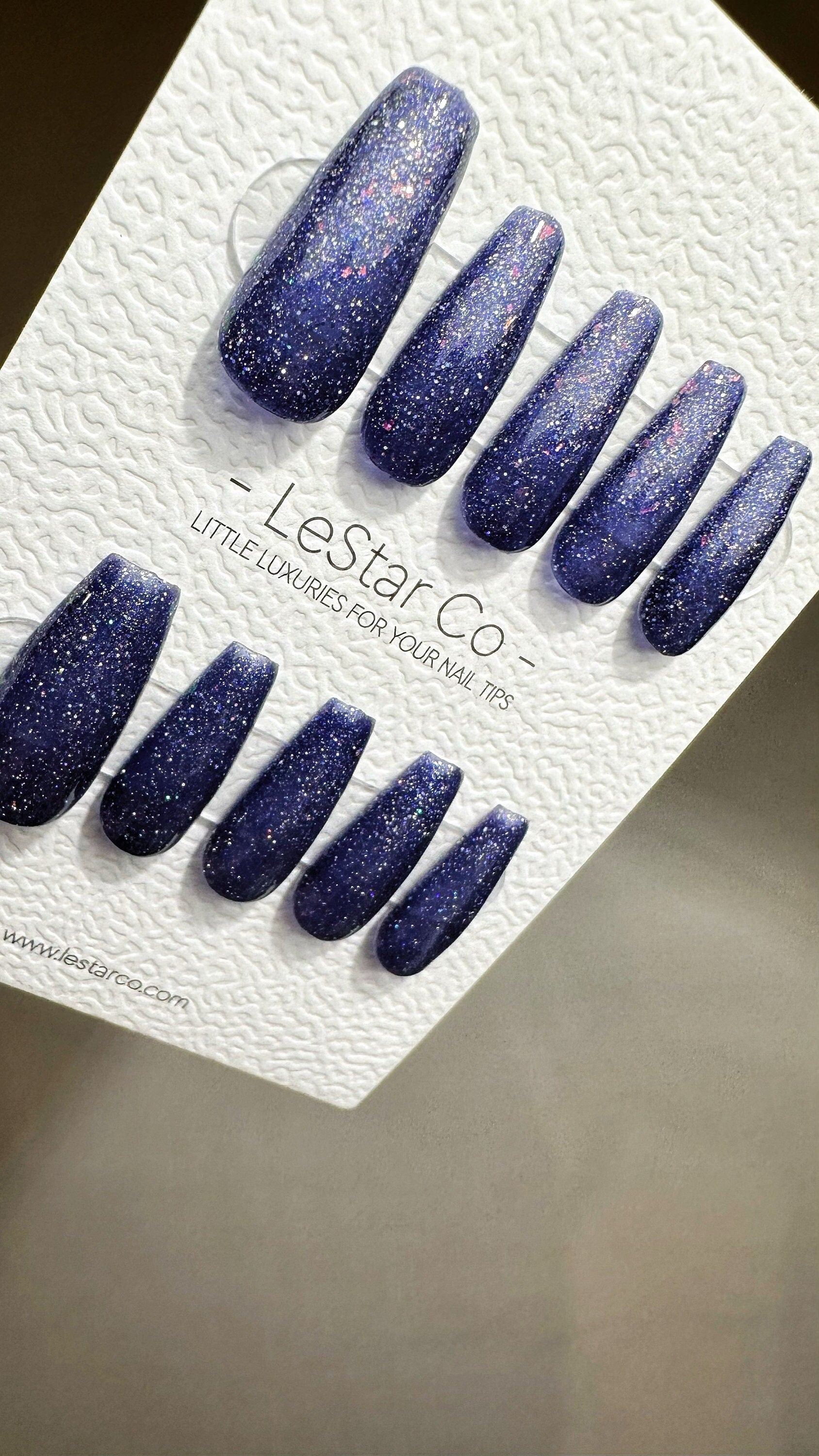 Reusable Galaxy Glitz | Nails Premium Press on Nails Gel Manicure | Fake Nails | Handmade | Lestarco nails 487zz