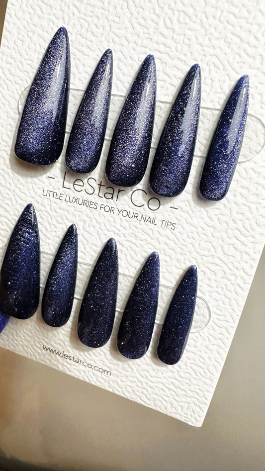 Reusable Supernova Spark Cat Eye Effect | Nails Premium Press on Nails Gel Manicure | Fake Nails | Handmade | Lestarco nails 486zz