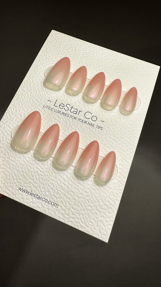 Reusable Peachy Peachy | Nails Premium Press on Nails Gel Manicure | Fake Nails | Handmade | Lestarco faux nails TMR503