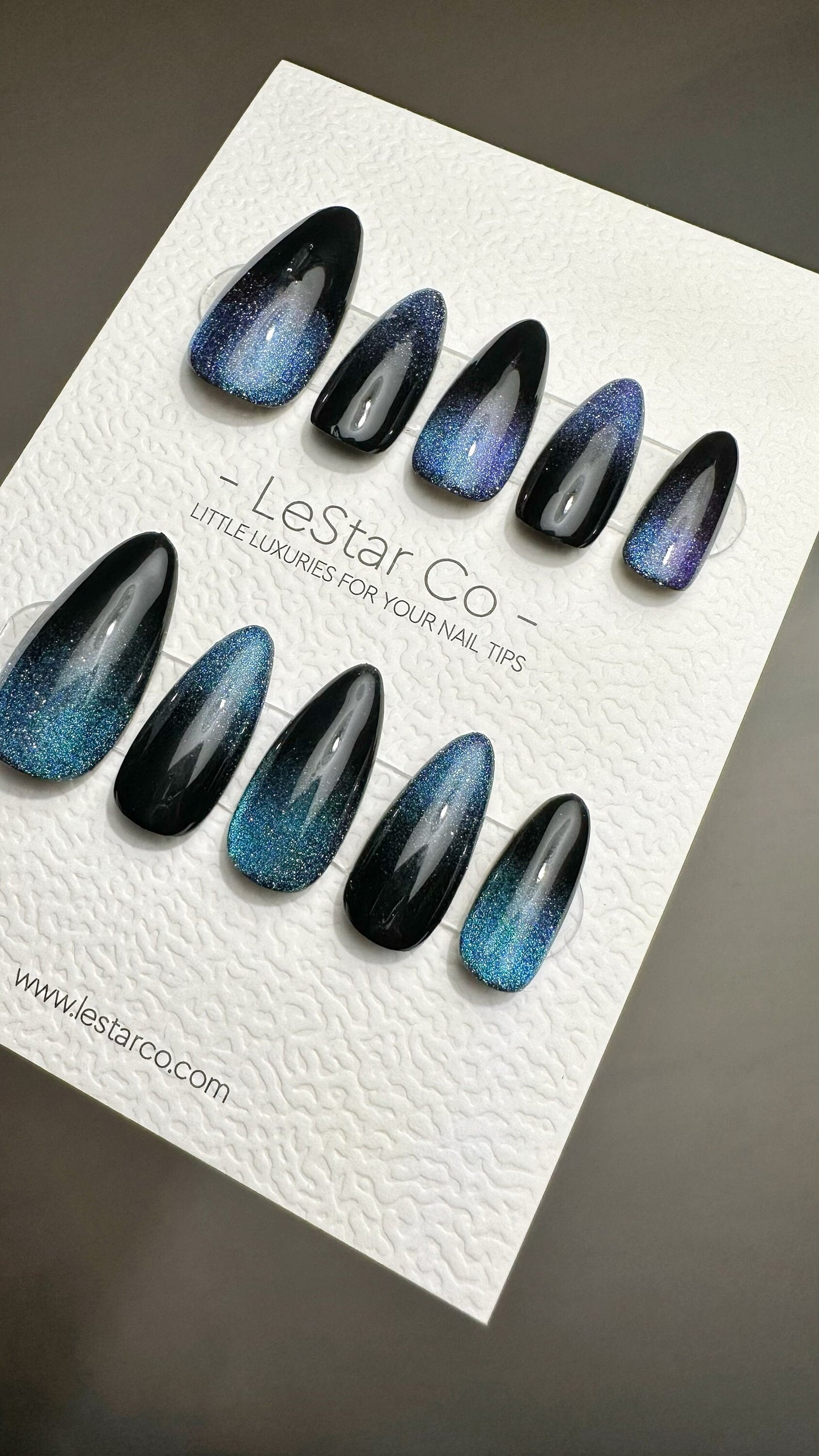 Reusable Blue-Purple Aurora | Nails Premium Press on Nails Gel Manicure | Fake Nails | Handmade | Lestarco faux nails TMR509