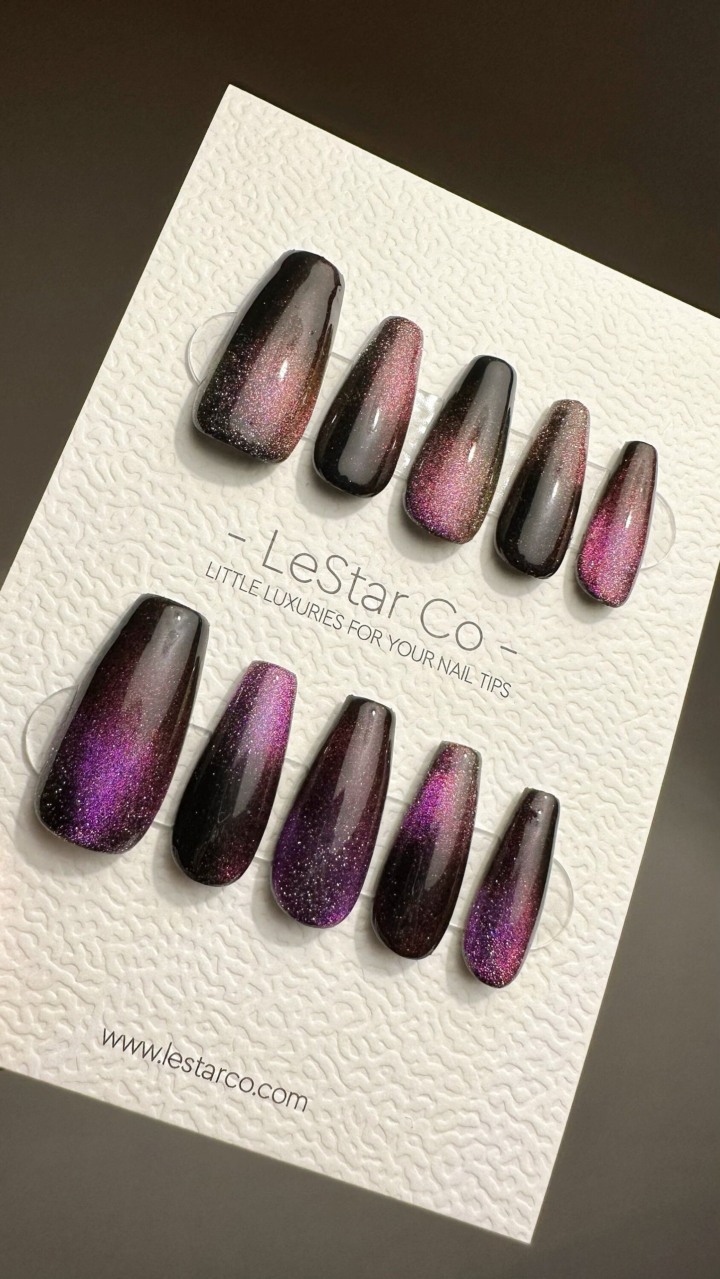 Reusable Pink-Purple Aurora | Nails Premium Press on Nails Gel Manicure | Fake Nails | Handmade | Lestarco faux nails TMR510