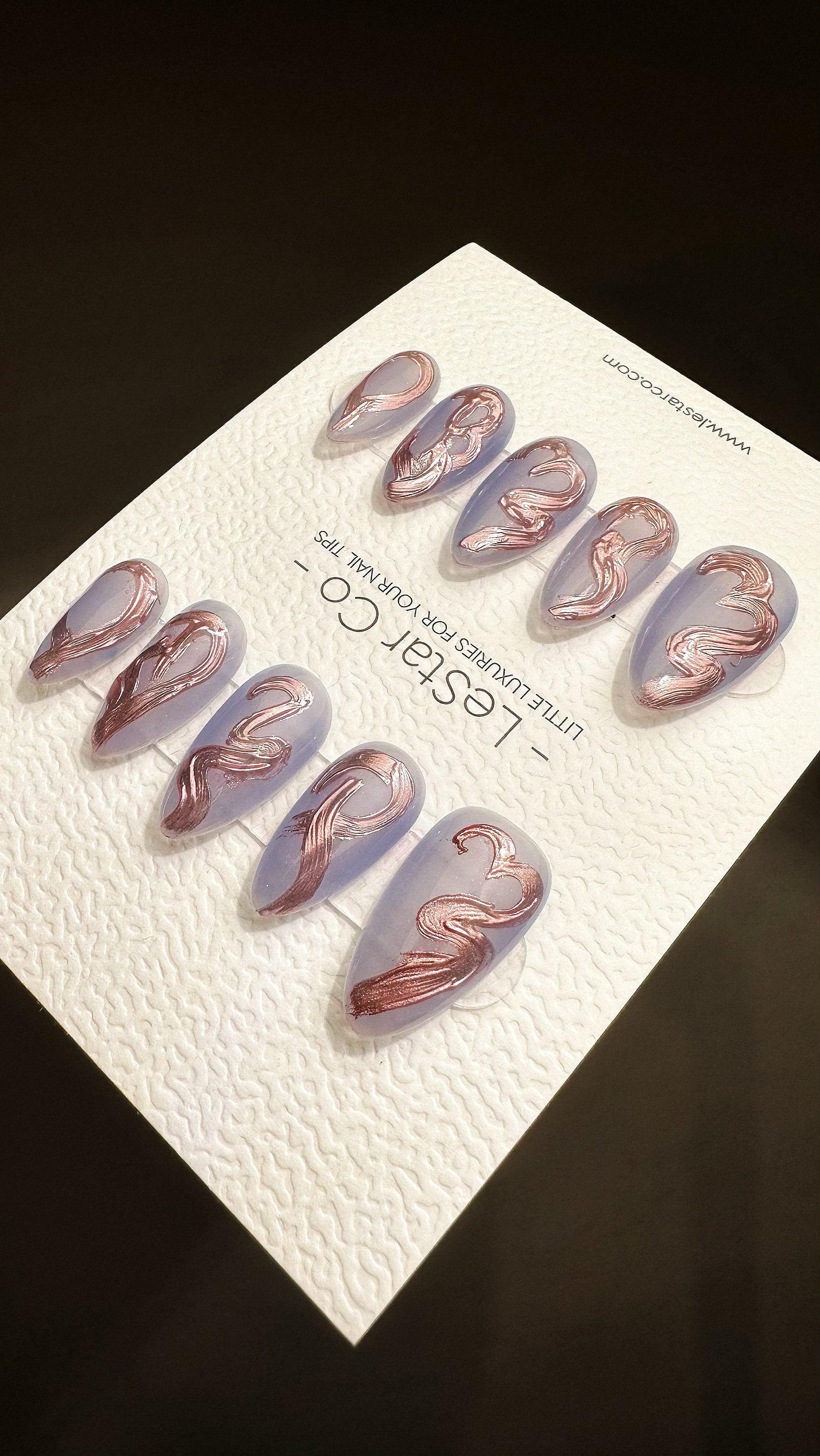 Reusable Copper Cascade | Nails Premium Press on Nails Gel Manicure | Fake Nails | Handmade | Lestarco faux nails QN519