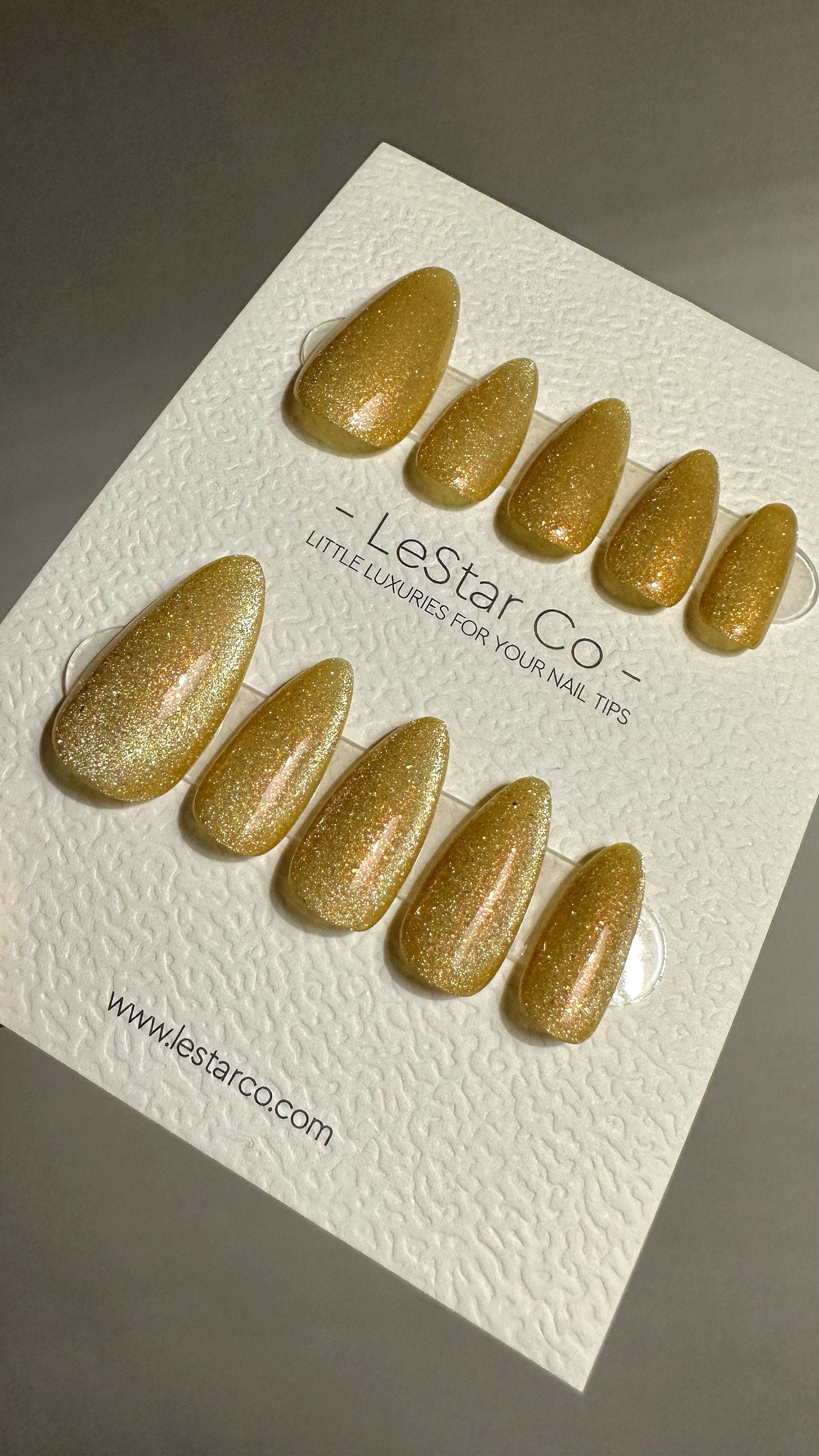 Reusable Shimmering Amber Cat Eye Effect | Nails Premium Press on Nails Gel Manicure | Fake Nails | Handmade | Lestarco faux nails 494zz